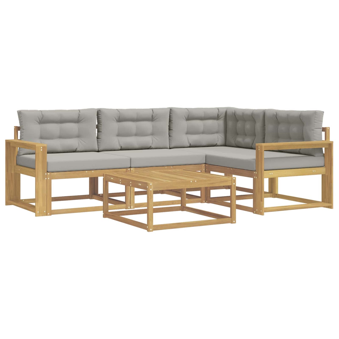 Buiten bankenset 5 pcs Wit en Lichtgrijs 79 x 79 x 37 cm is nu te koop bij PeponiXL, paradijselijk wonen!