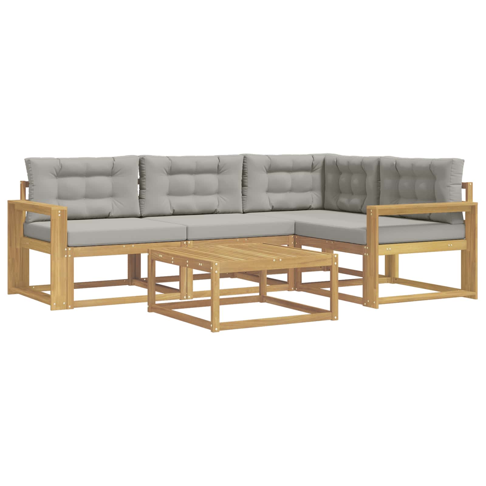 Buiten bankenset 5 pcs Wit en Lichtgrijs 79 x 79 x 37 cm is nu te koop bij PeponiXL, paradijselijk wonen!