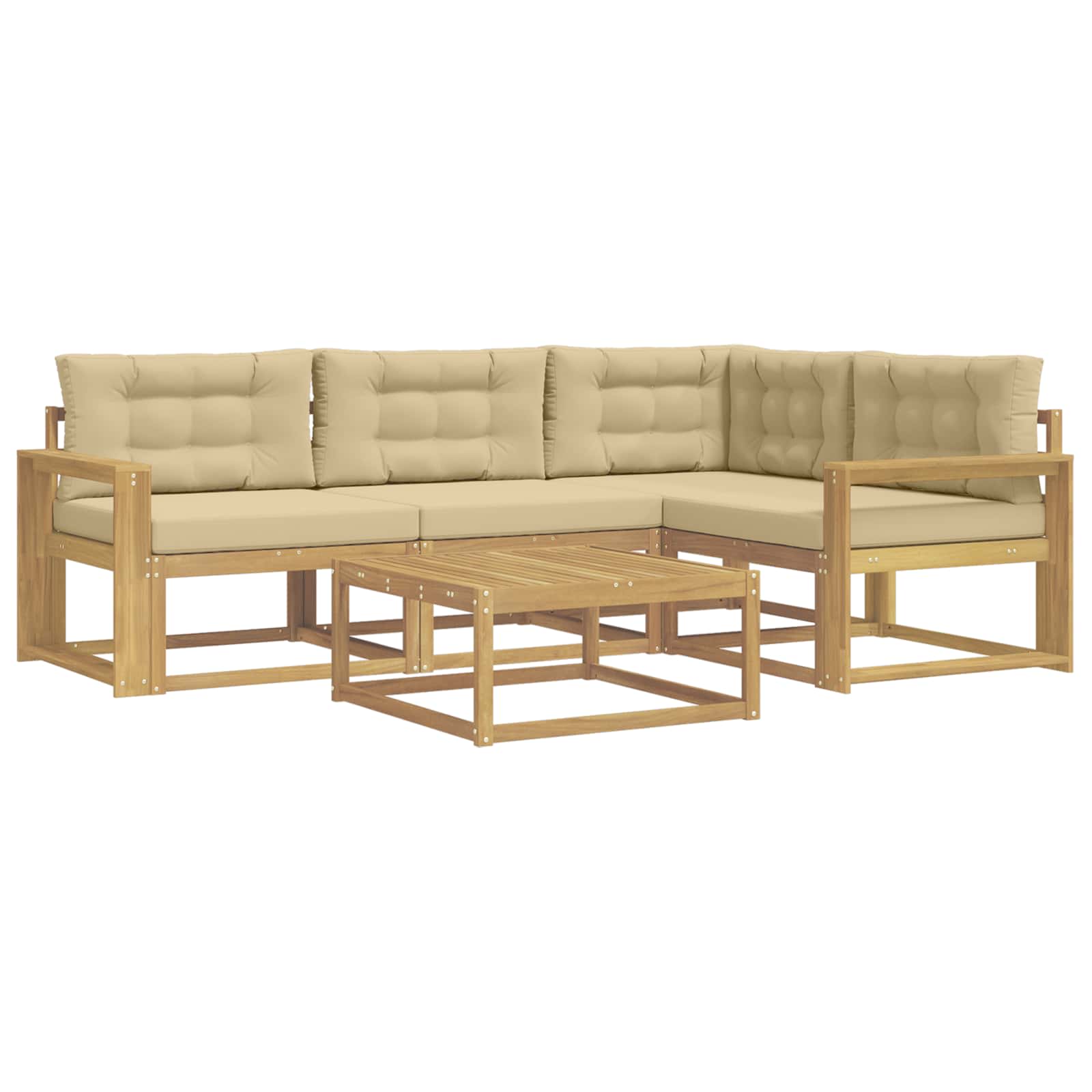 Buiten bankenset 5 pcs Wit en Beige 79 x 79 x 37 cm Polyester is nu te koop bij PeponiXL, paradijselijk wonen!