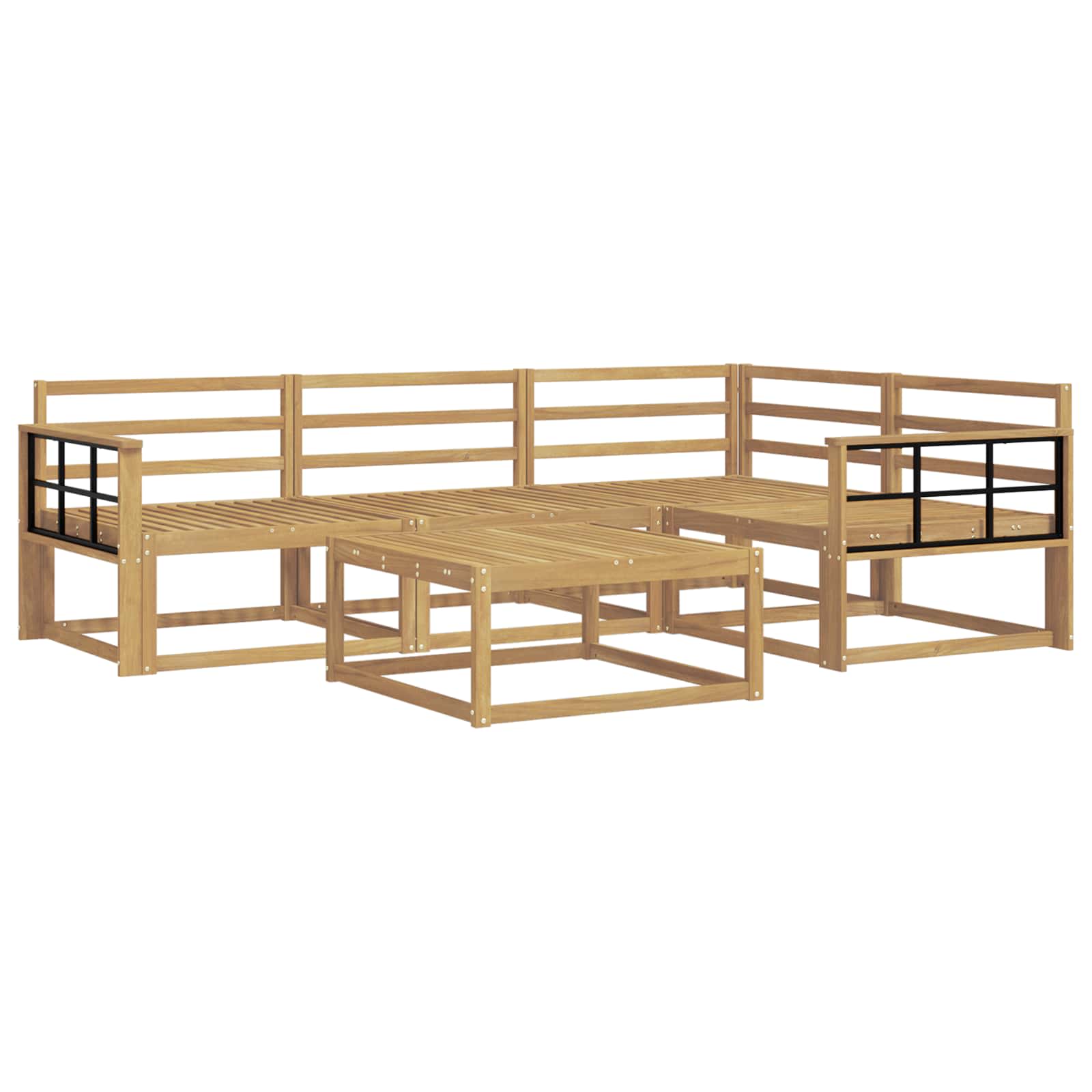 Buiten bankenset 5 pcs Wit 79 x 79 x 37 cm Massief Acaciahout is nu te koop bij PeponiXL, paradijselijk wonen!