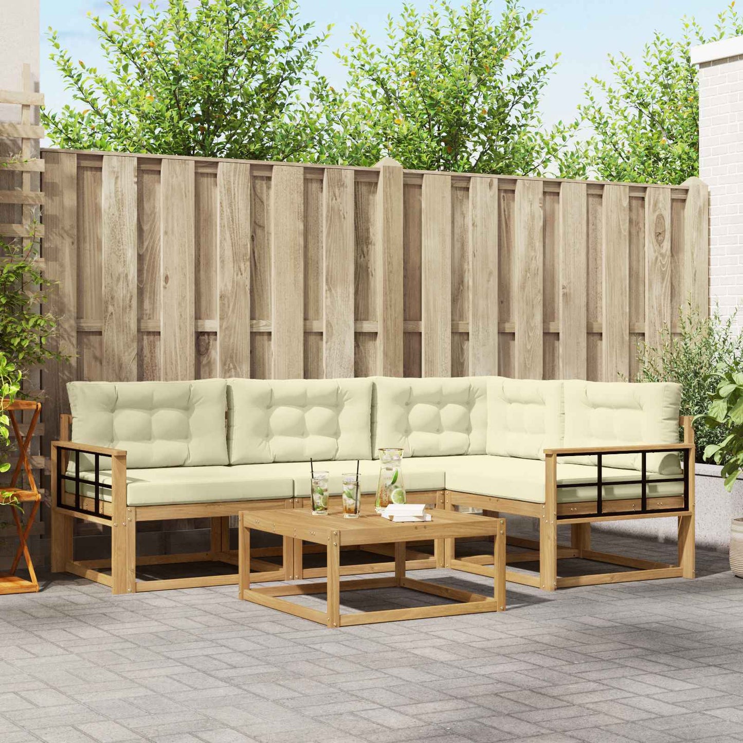 Buiten bankenset 5 pcs Wit en crèmekleurig 79 x 79 x 37 cm is nu te koop bij PeponiXL, paradijselijk wonen!