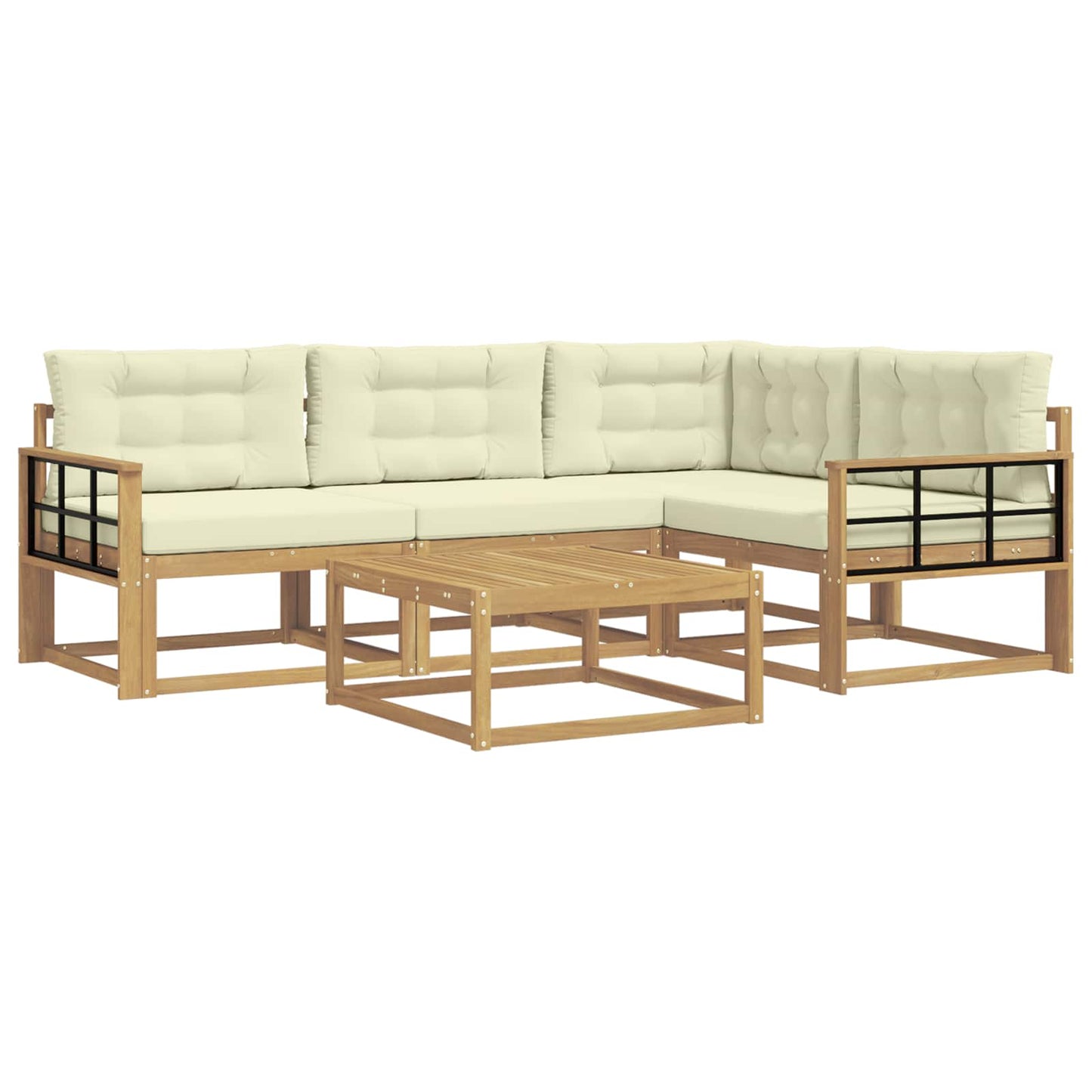 Buiten bankenset 5 pcs Wit en crèmekleurig 79 x 79 x 37 cm is nu te koop bij PeponiXL, paradijselijk wonen!