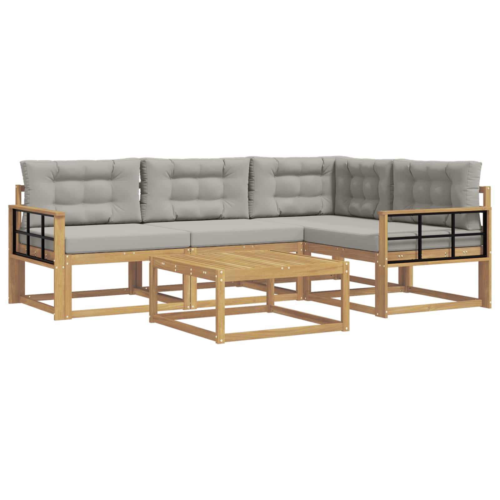 Buiten bankenset 5 pcs Wit en Lichtgrijs 79 x 79 x 37 cm is nu te koop bij PeponiXL, paradijselijk wonen!
