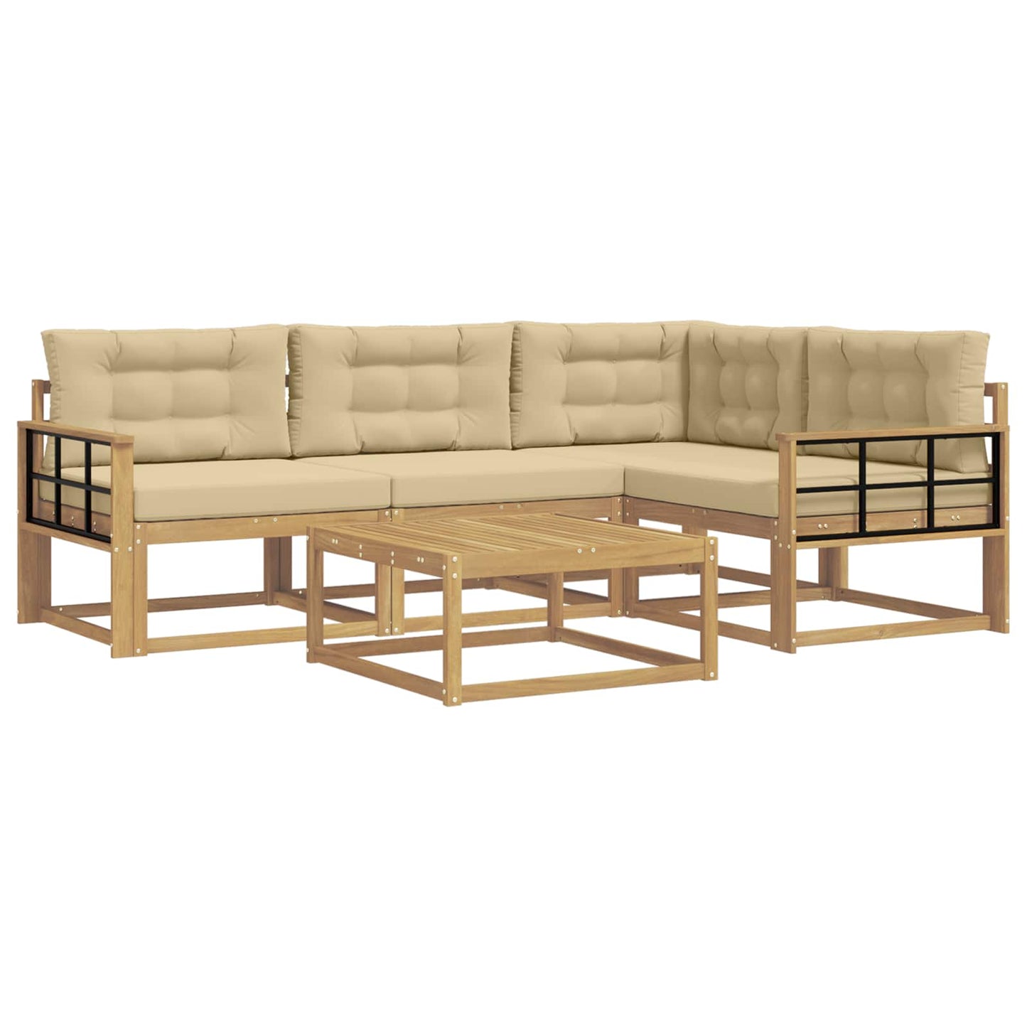 Buiten bankenset 5 pcs Wit en Beige 79 x 79 x 37 cm Polyester is nu te koop bij PeponiXL, paradijselijk wonen!