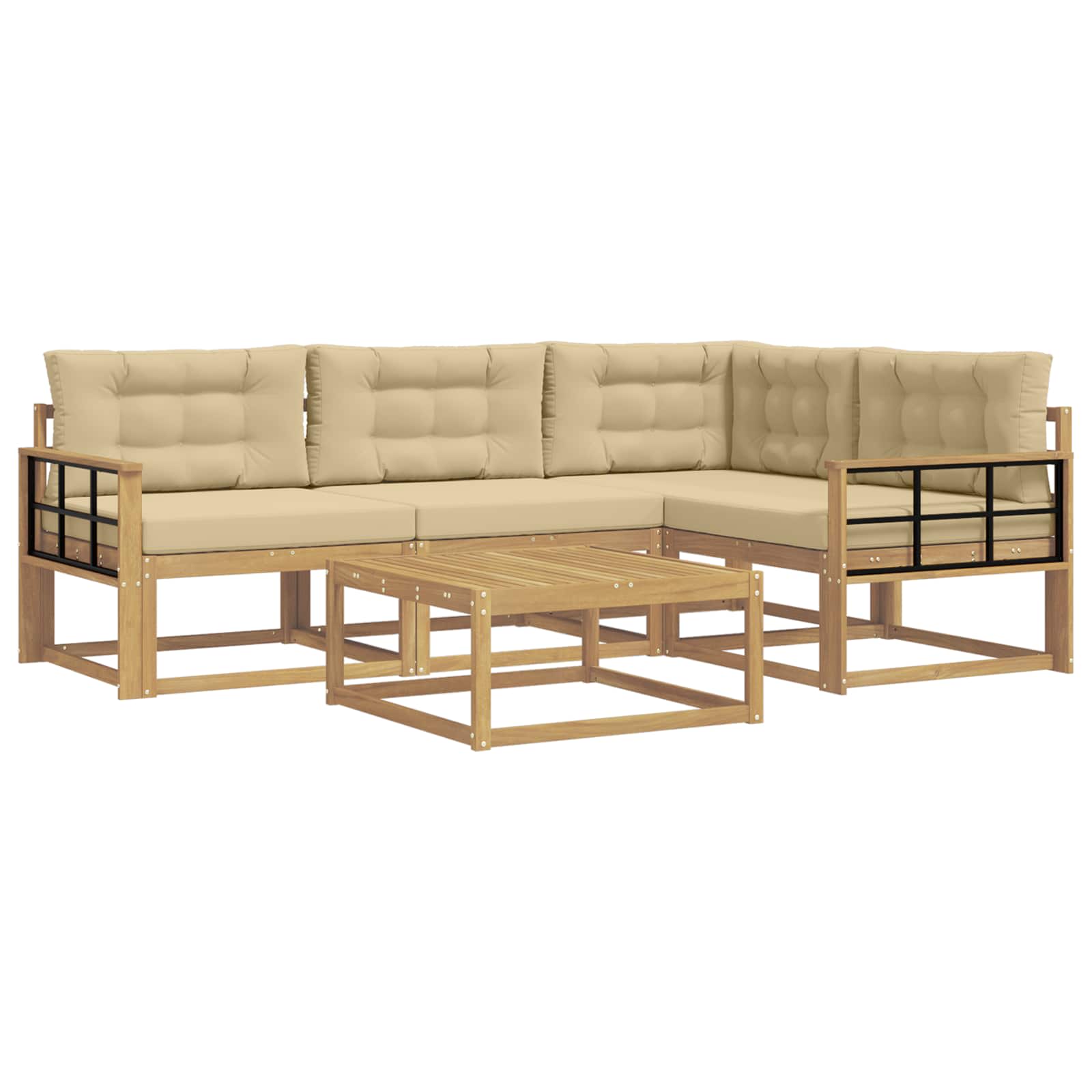 Buiten bankenset 5 pcs Wit en Beige 79 x 79 x 37 cm Polyester is nu te koop bij PeponiXL, paradijselijk wonen!