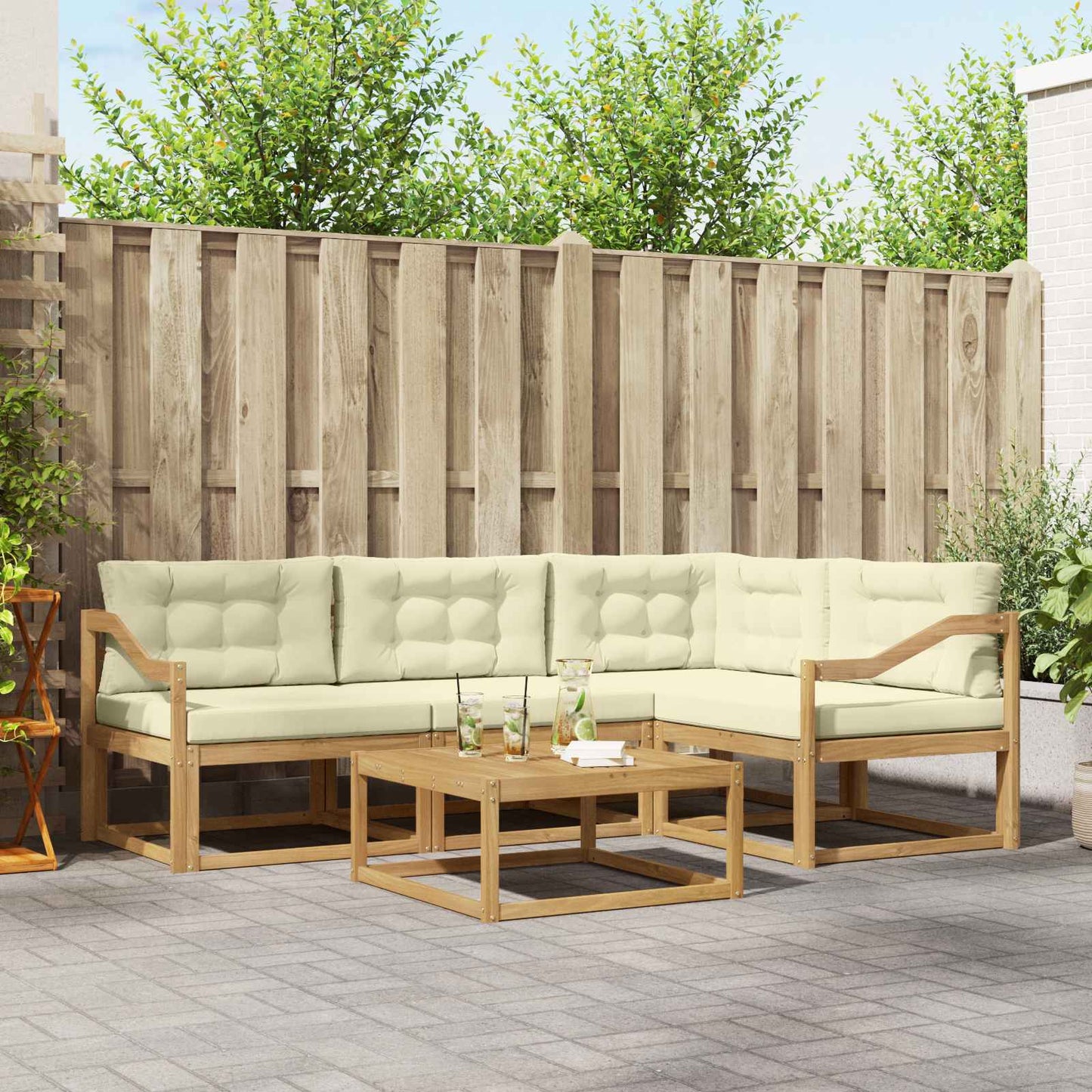 Buiten bankenset 5 pcs Wit en crèmekleurig 79 x 79 x 37 cm is nu te koop bij PeponiXL, paradijselijk wonen!