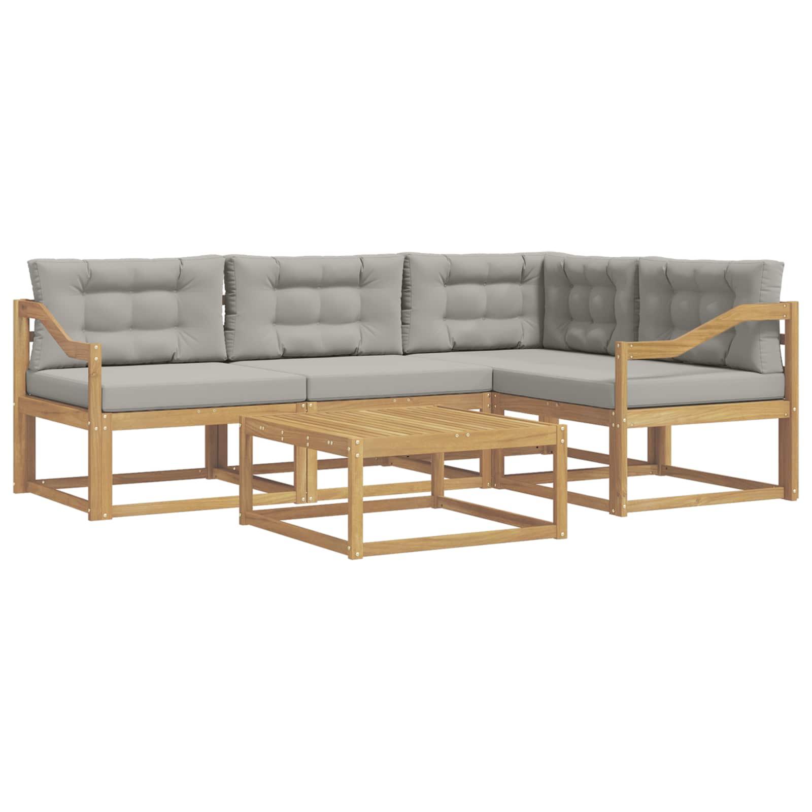 Buiten bankenset 5 pcs Wit en Lichtgrijs 79 x 79 x 37 cm is nu te koop bij PeponiXL, paradijselijk wonen!
