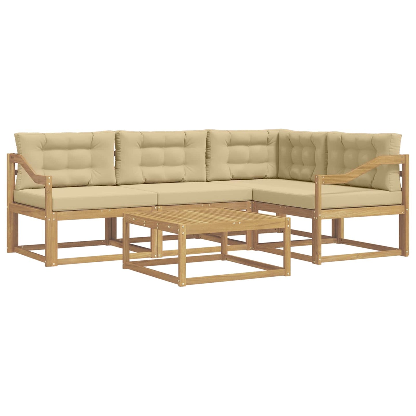 Buiten bankenset 5 pcs Wit en Beige 79 x 79 x 37 cm Polyester is nu te koop bij PeponiXL, paradijselijk wonen!