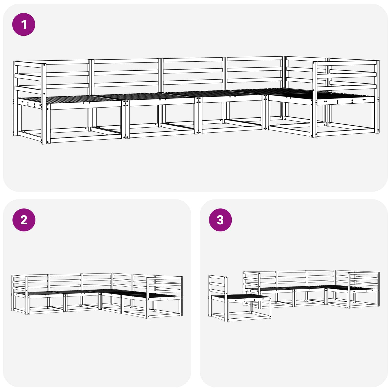 Buiten bankenset 5 pcs Wit 325 x 166,5 x 73 cm is nu te koop bij PeponiXL, paradijselijk wonen!
