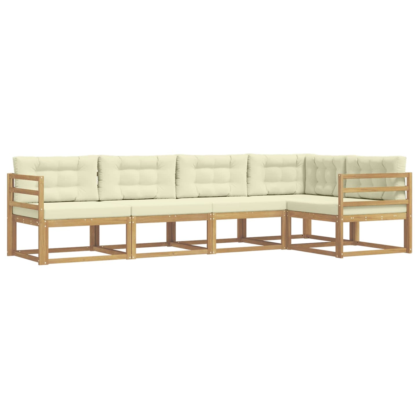 Buiten bankenset met kussen 4 pcs Wit en crèmekleurig Polyester is nu te koop bij PeponiXL, paradijselijk wonen!