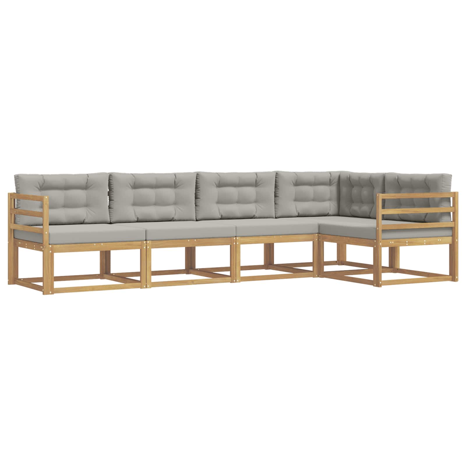 Buiten bankenset met kussen 4 pcs Wit en Lichtgrijs Polyester is nu te koop bij PeponiXL, paradijselijk wonen!