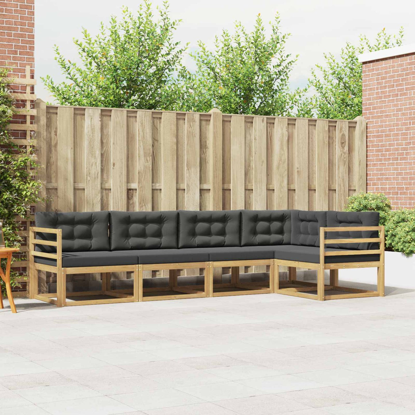 Buiten bankenset 4 pcs Wit en antracietkleurig Polyester is nu te koop bij PeponiXL, paradijselijk wonen!