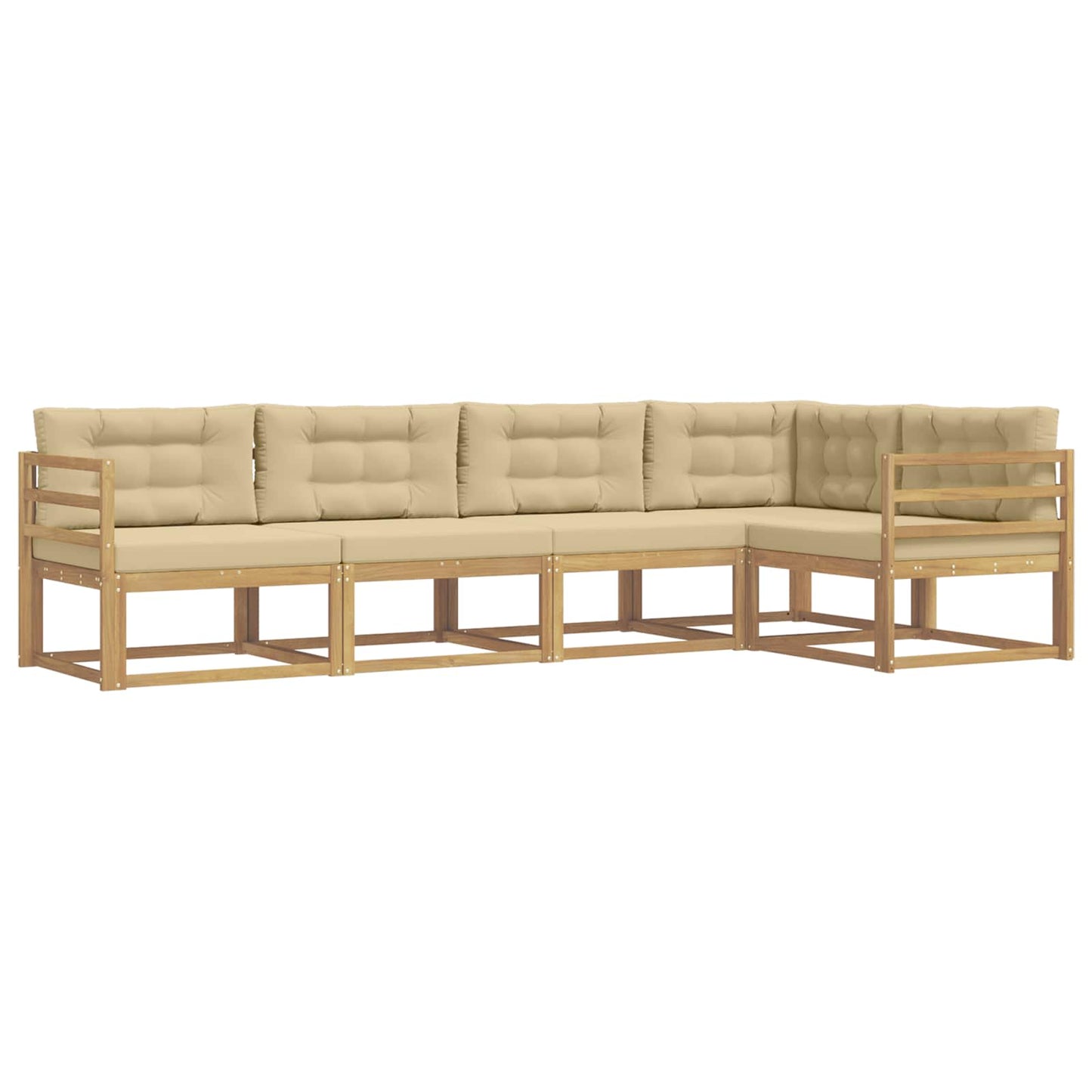 Buiten bankenset met kussen 4 pcs Wit en Beige Polyester is nu te koop bij PeponiXL, paradijselijk wonen!
