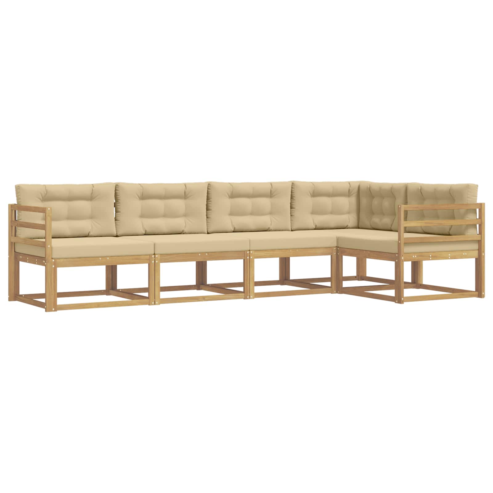 Buiten bankenset met kussen 4 pcs Wit en Beige Polyester is nu te koop bij PeponiXL, paradijselijk wonen!
