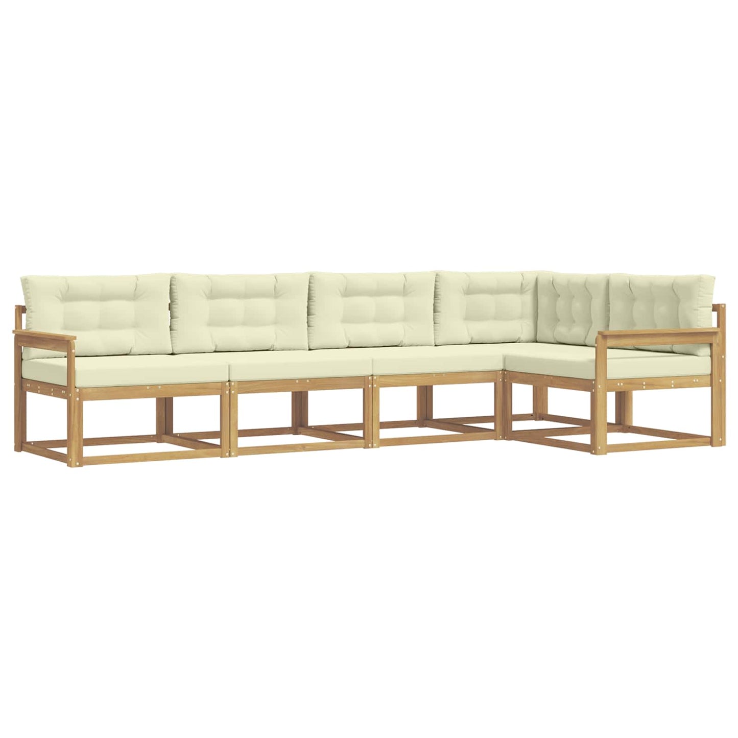 Buiten bankenset met kussen 4 pcs Wit en crèmekleurig Polyester is nu te koop bij PeponiXL, paradijselijk wonen!