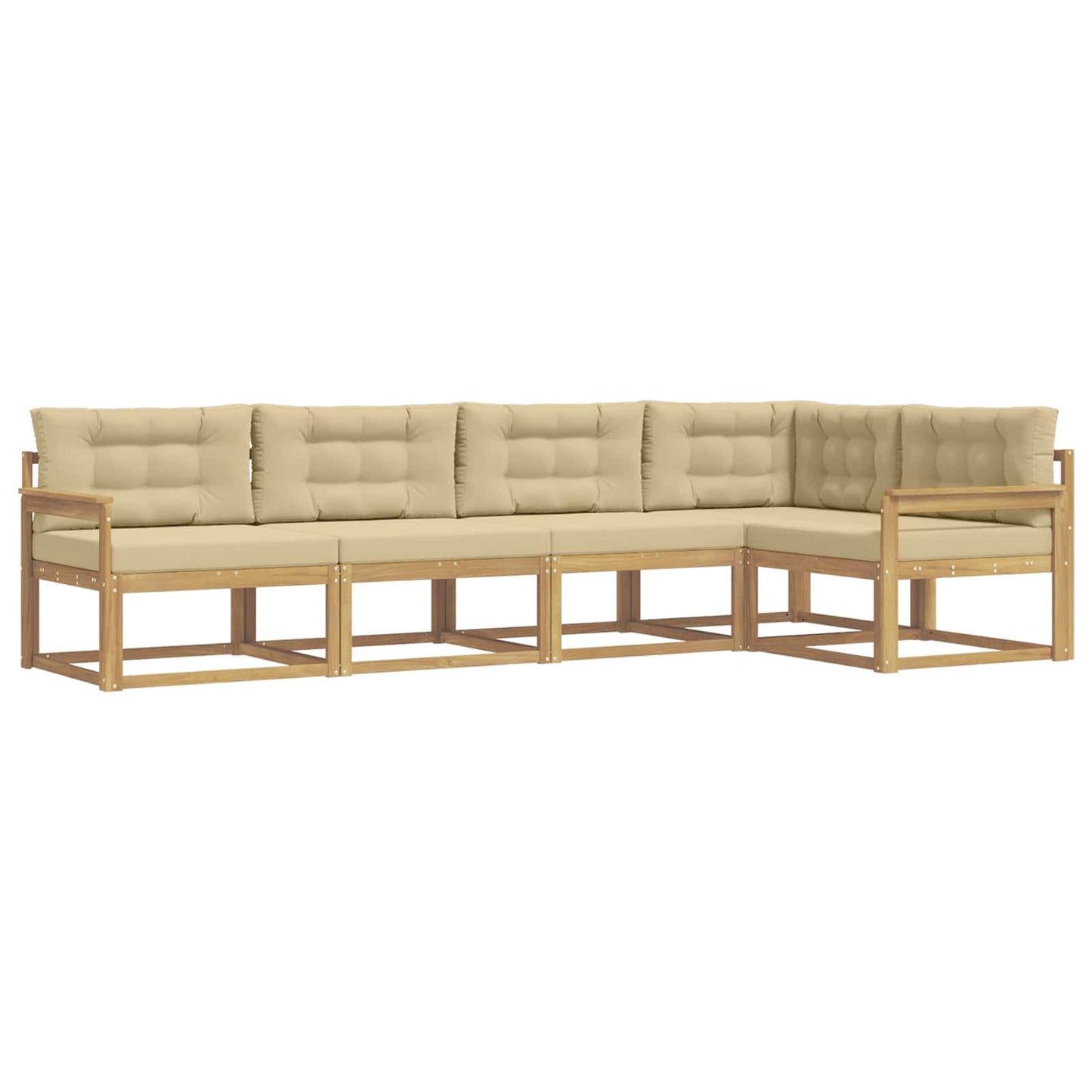 Buiten bankenset met kussen 4 pcs Wit en Beige Polyester is nu te koop bij PeponiXL, paradijselijk wonen!