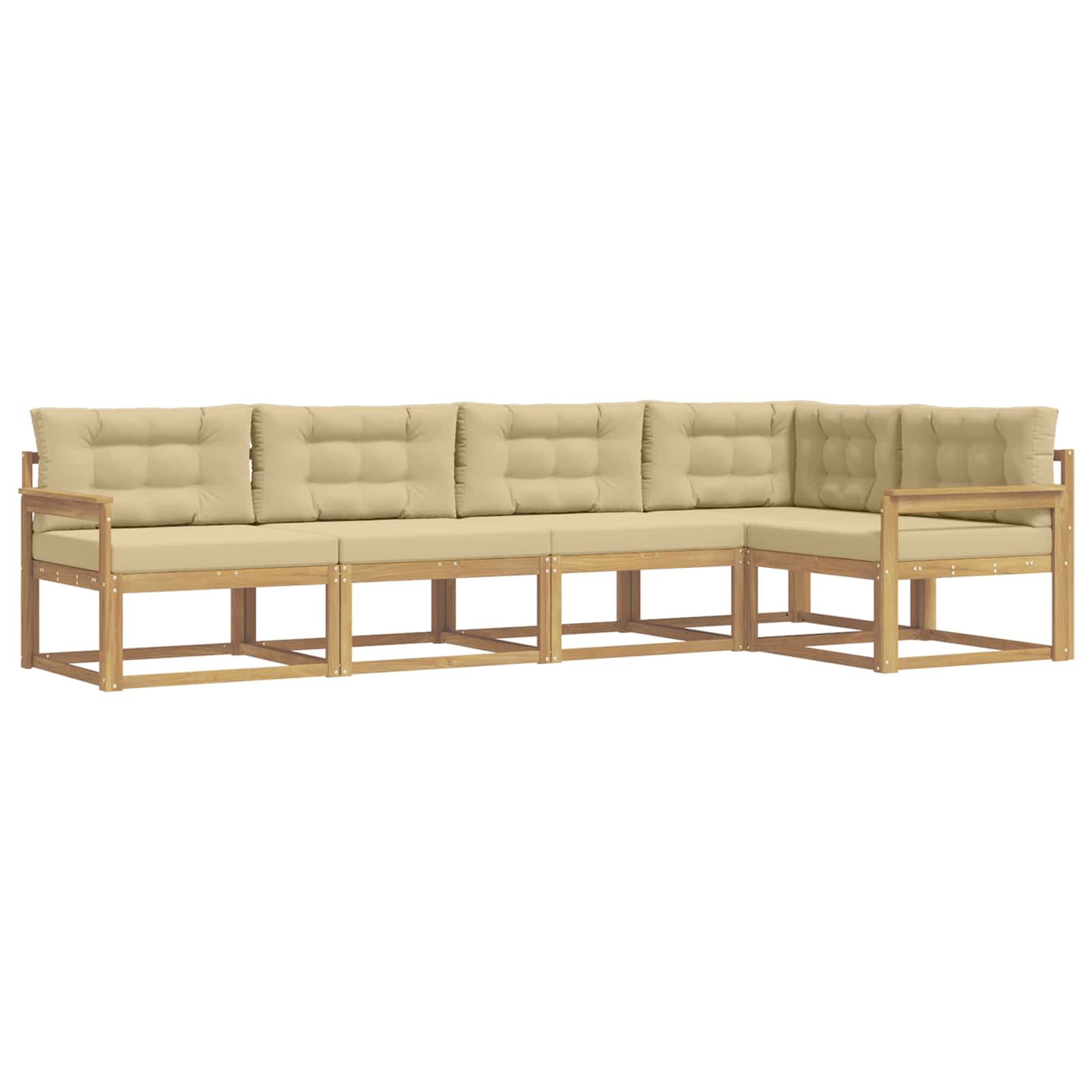 Buiten bankenset met kussen 4 pcs Wit en Beige Polyester is nu te koop bij PeponiXL, paradijselijk wonen!