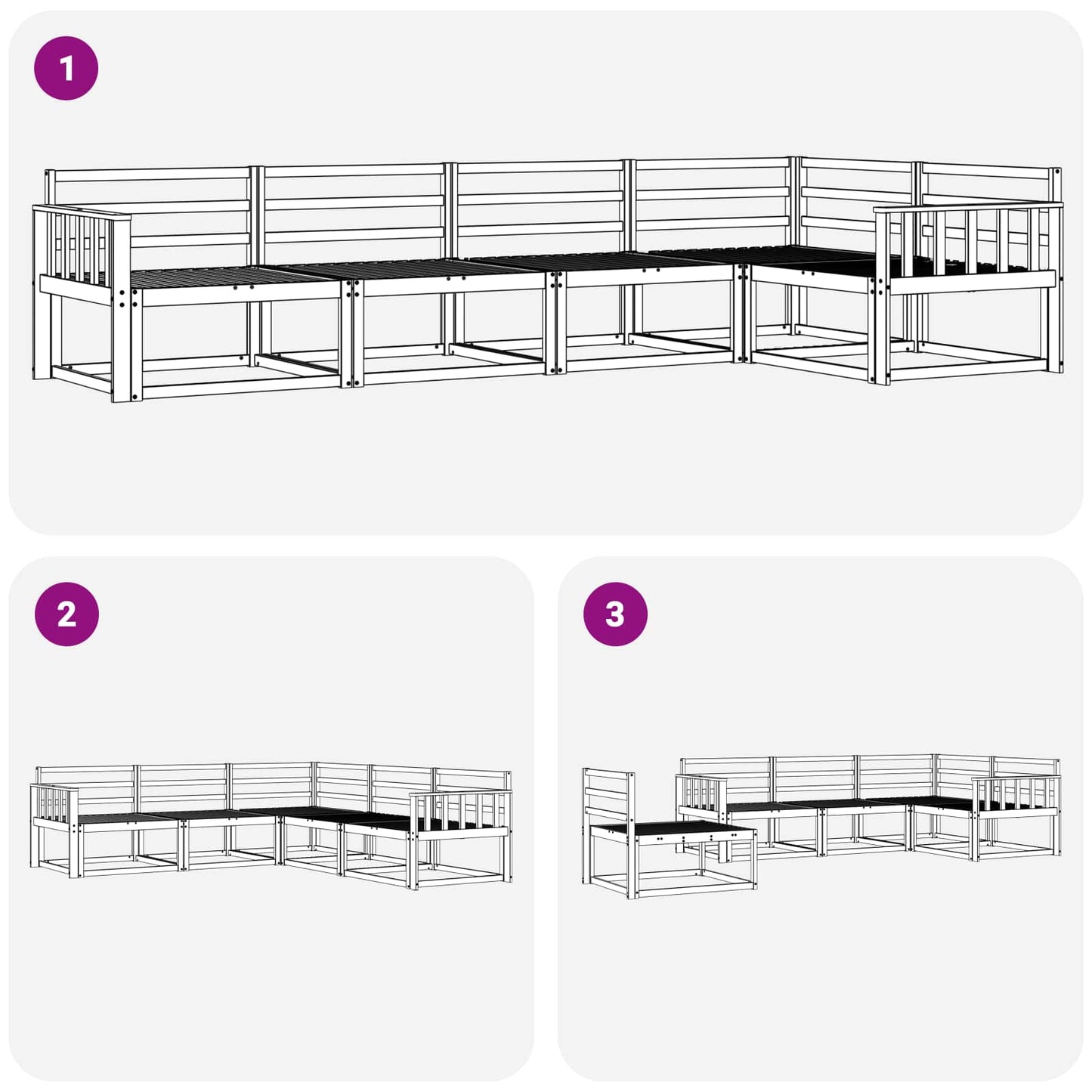Buiten bankenset 5 pcs Wit 327 x 168,5 x 73 cm is nu te koop bij PeponiXL, paradijselijk wonen!