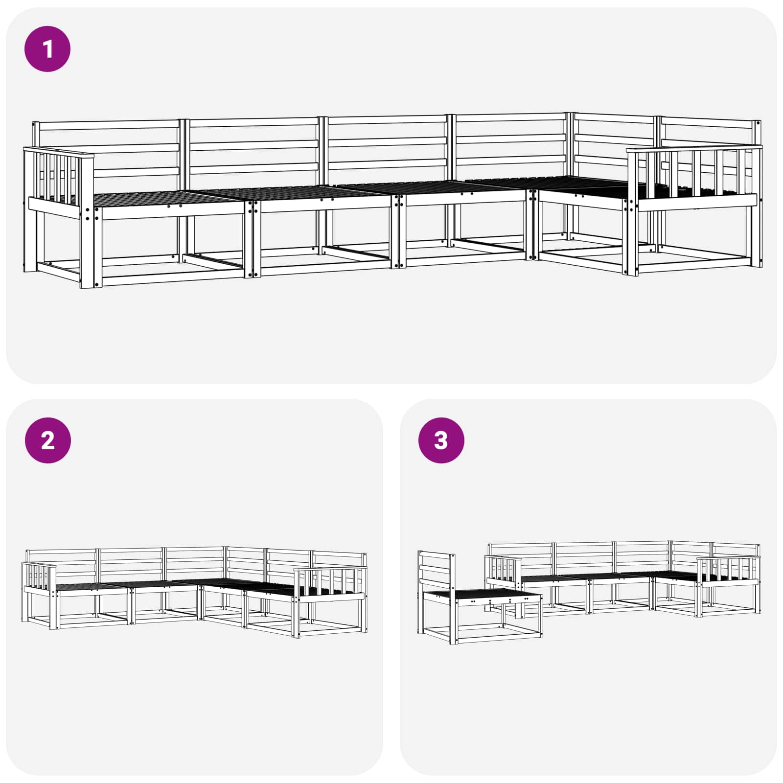 Buiten bankenset 5 pcs Wit 327 x 168,5 x 73 cm is nu te koop bij PeponiXL, paradijselijk wonen!