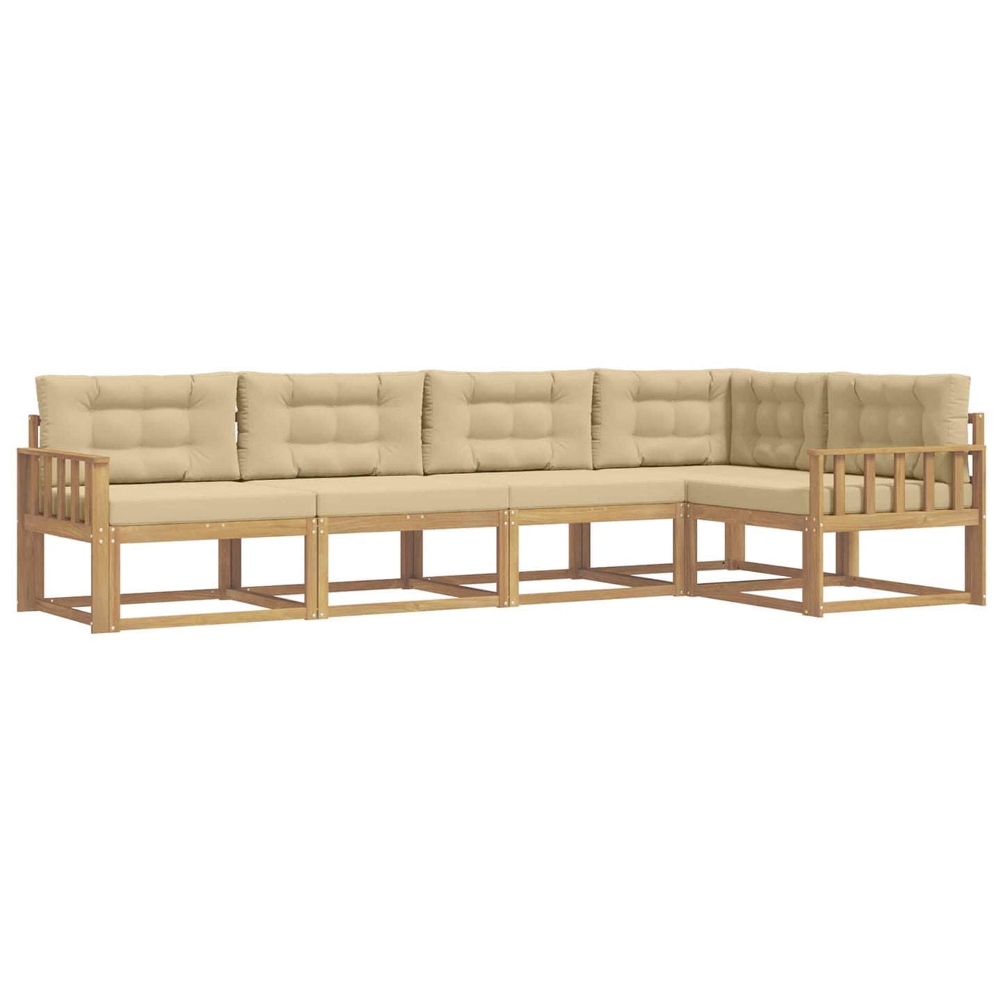 Buiten bankenset met kussen 4 pcs Wit en Beige Polyester is nu te koop bij PeponiXL, paradijselijk wonen!