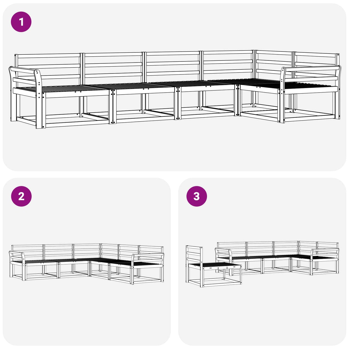 Buiten bankenset 5 pcs Wit 329 x 170,5 x 73 cm is nu te koop bij PeponiXL, paradijselijk wonen!