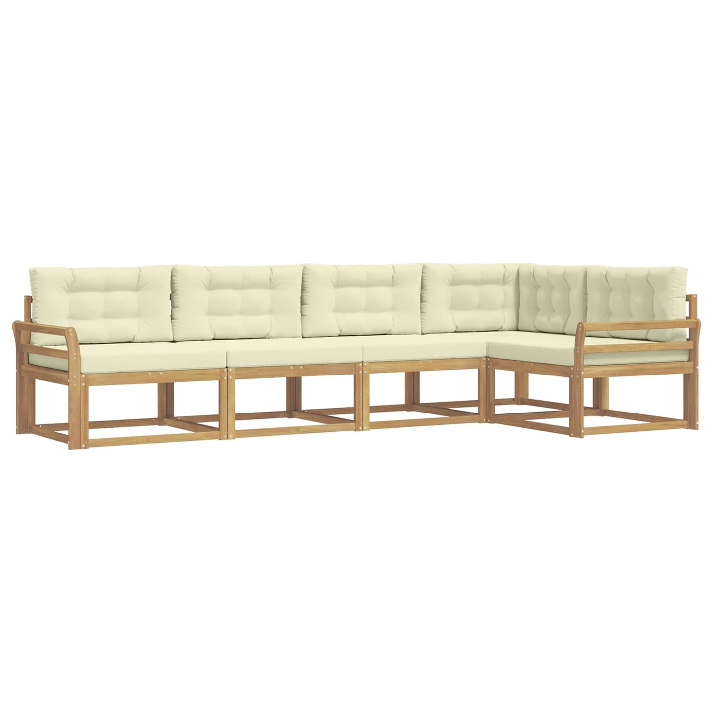 Buiten bankenset met kussen 4 pcs Wit en crèmekleurig Polyester is nu te koop bij PeponiXL, paradijselijk wonen!