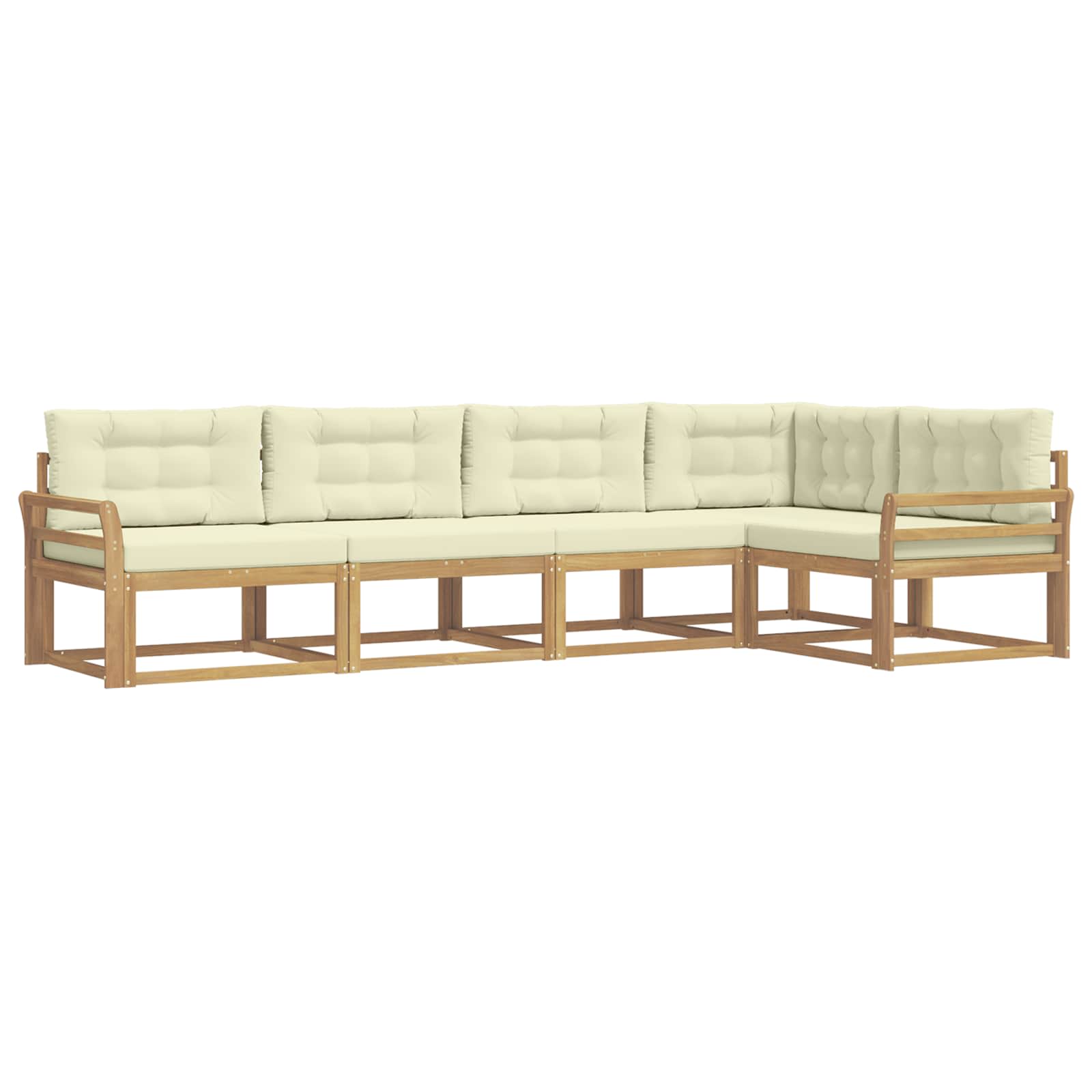 Buiten bankenset met kussen 4 pcs Wit en crèmekleurig Polyester is nu te koop bij PeponiXL, paradijselijk wonen!