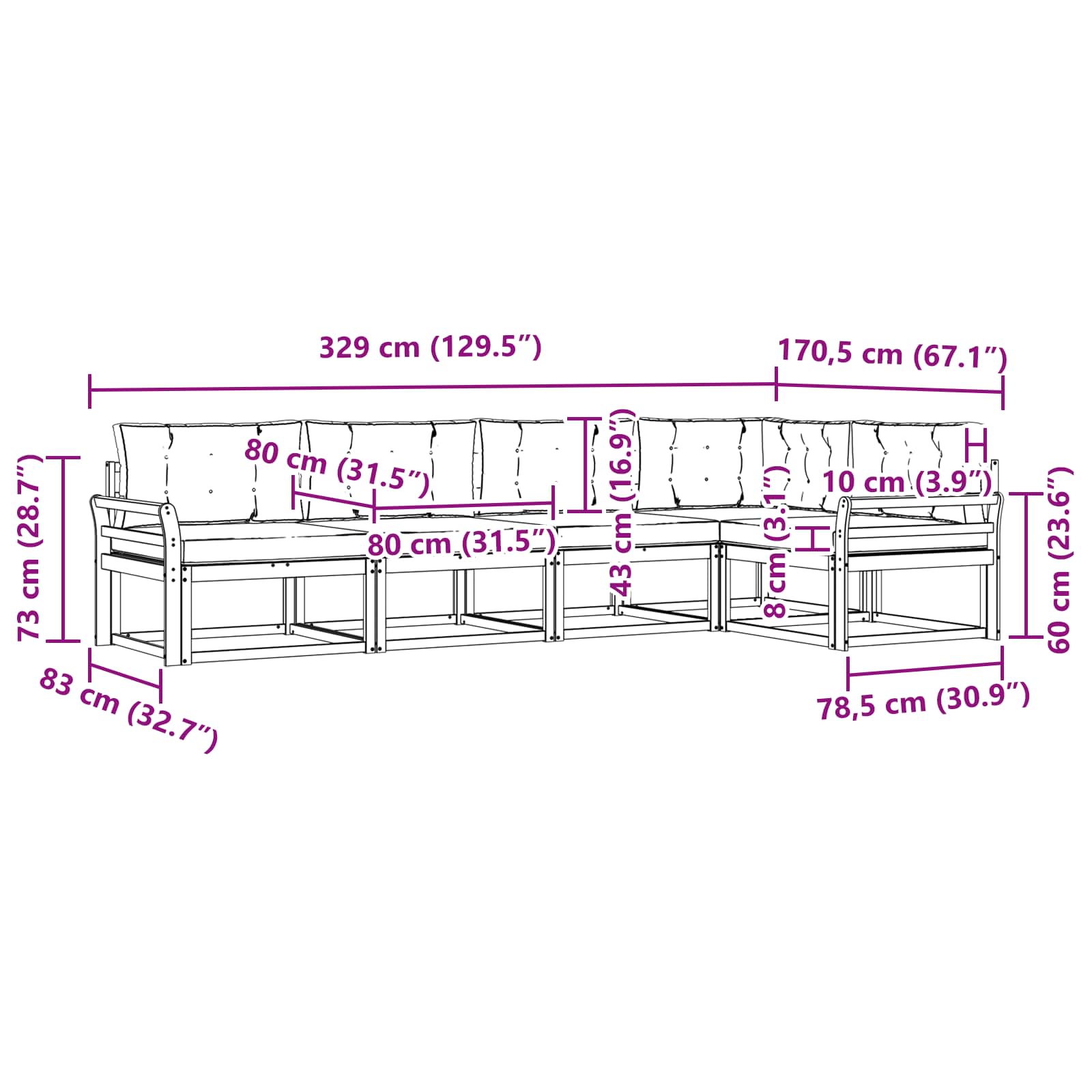 Buiten bankenset 4 pcs Wit en antracietkleurig Polyester is nu te koop bij PeponiXL, paradijselijk wonen!