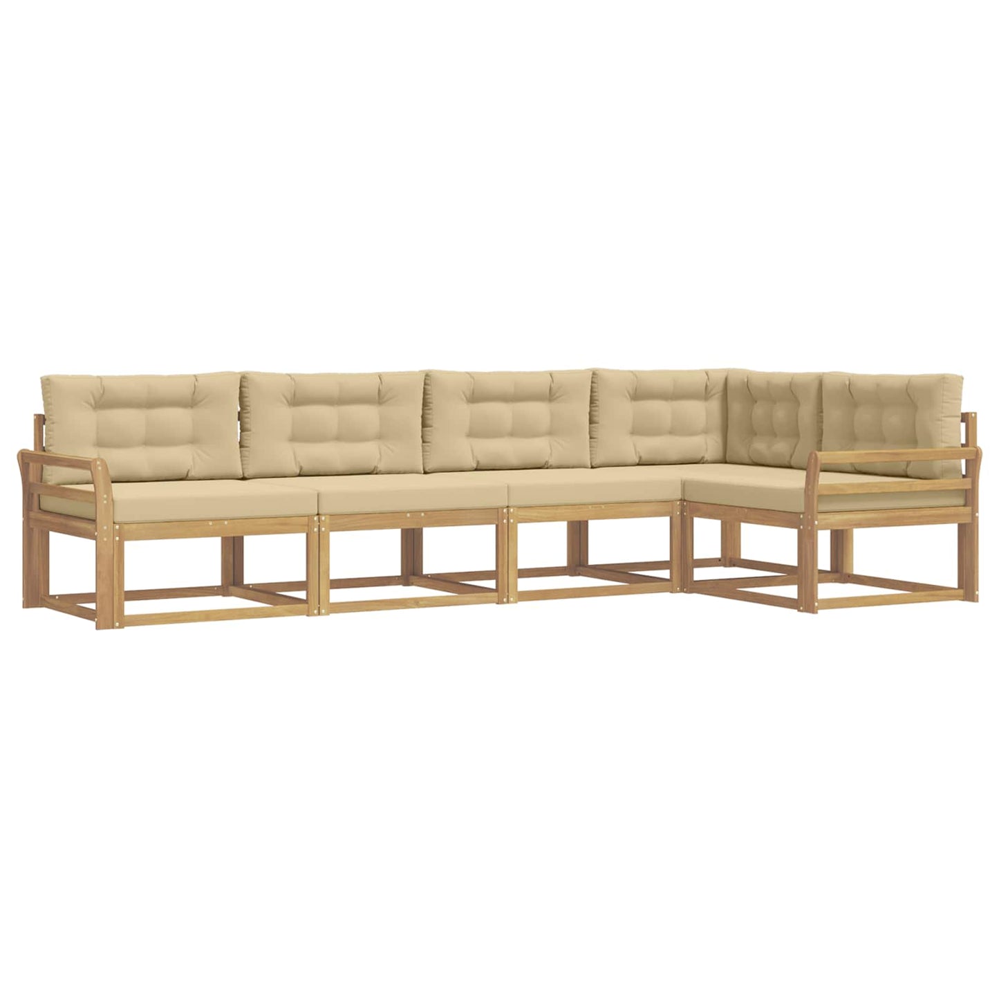 Buiten bankenset met kussen 4 pcs Wit en Beige Polyester is nu te koop bij PeponiXL, paradijselijk wonen!