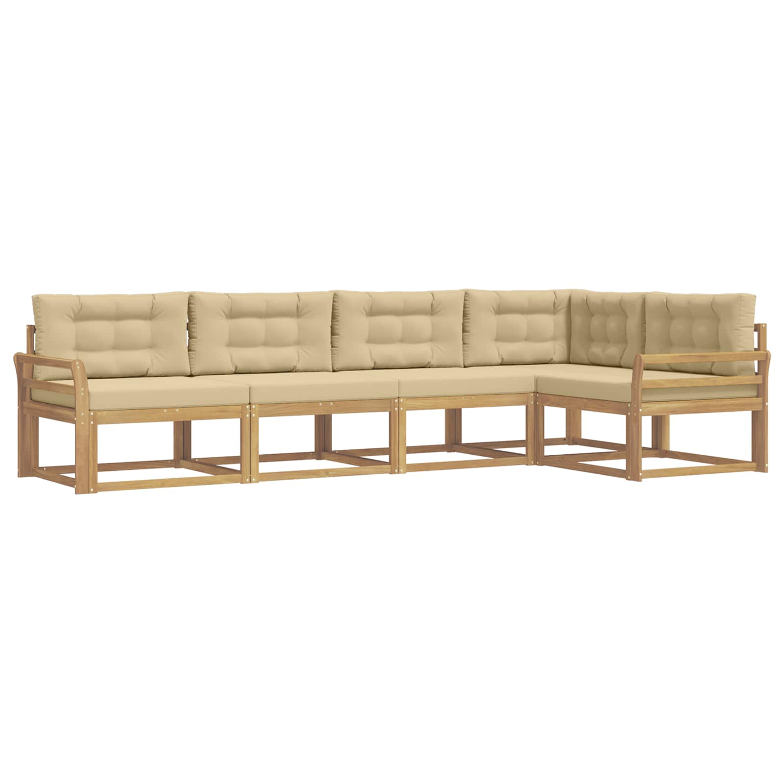 Buiten bankenset met kussen 4 pcs Wit en Beige Polyester is nu te koop bij PeponiXL, paradijselijk wonen!