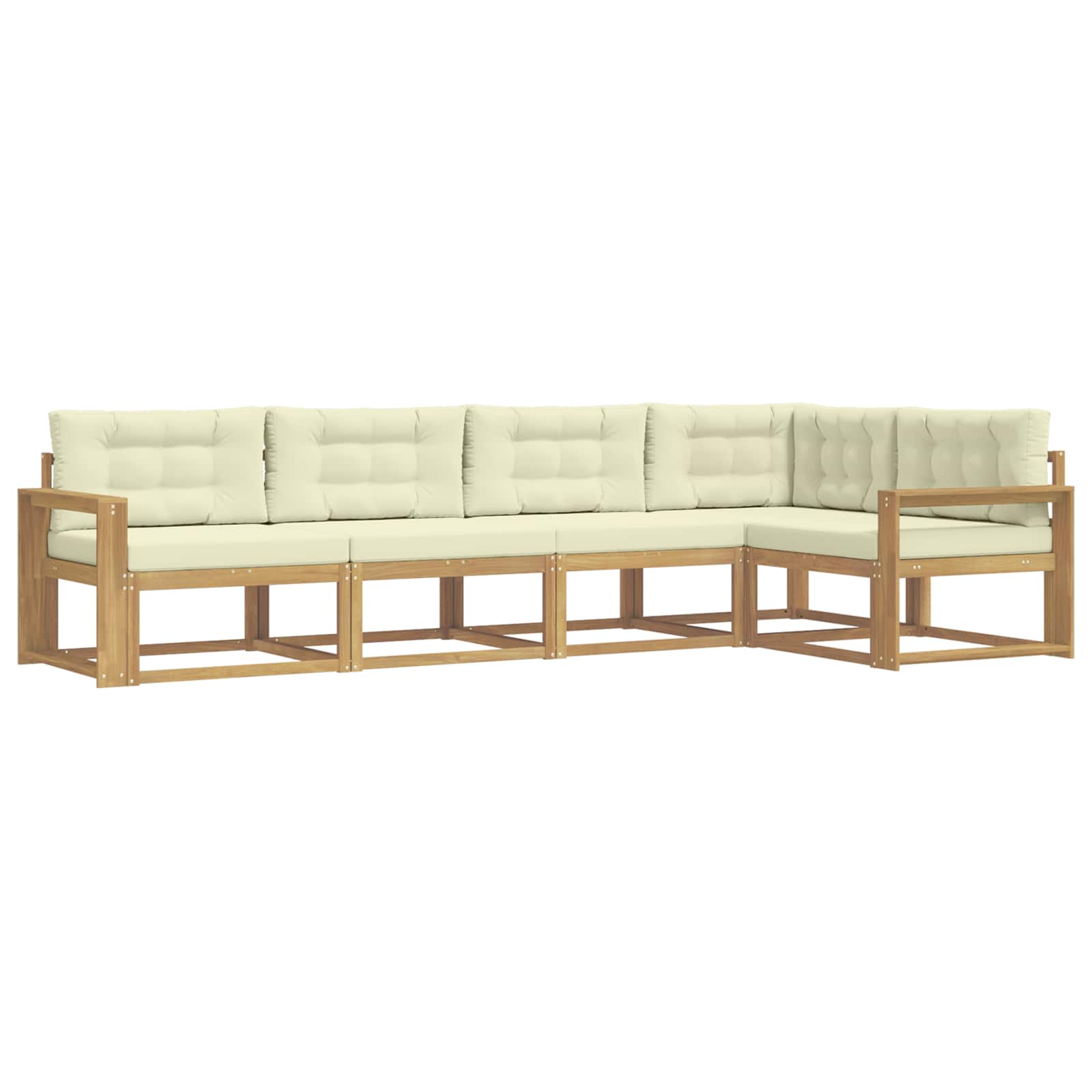 Buiten bankenset met kussen 4 pcs Wit en crèmekleurig Polyester is nu te koop bij PeponiXL, paradijselijk wonen!