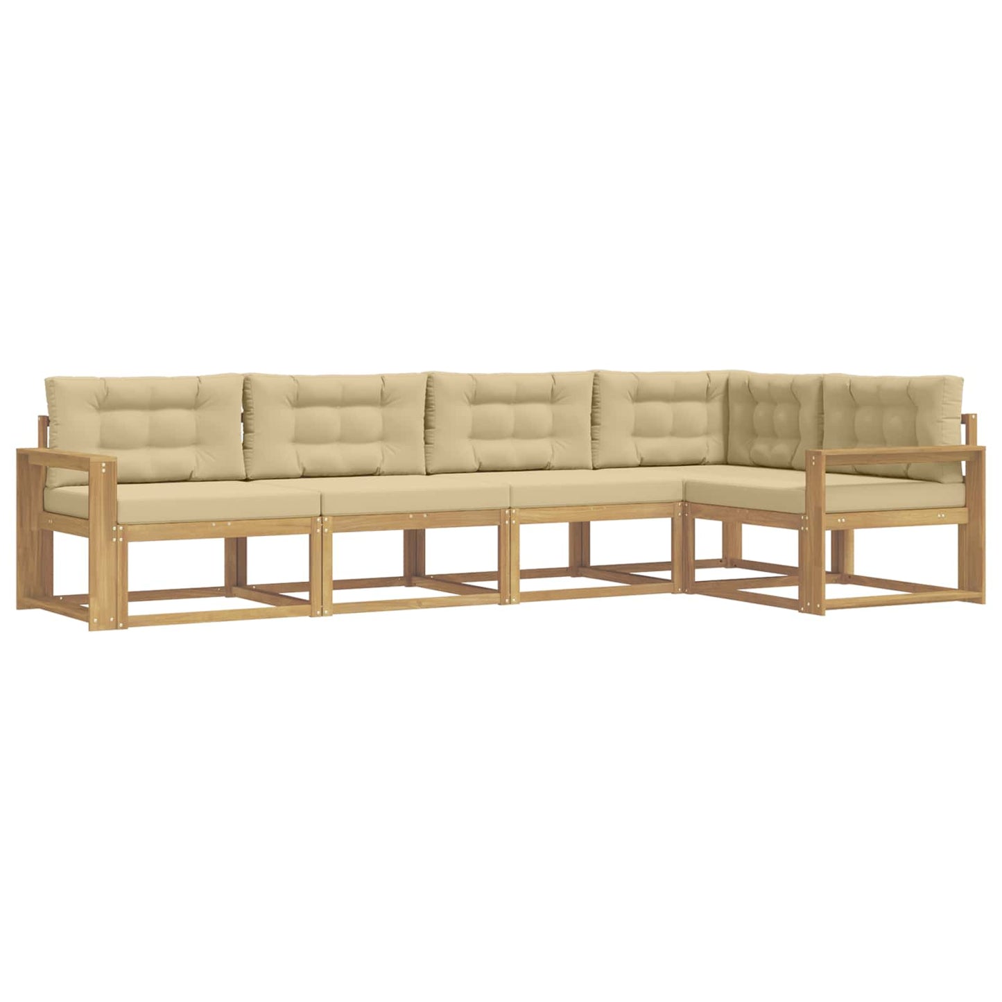 Buiten bankenset met kussen 4 pcs Wit en Beige Polyester is nu te koop bij PeponiXL, paradijselijk wonen!