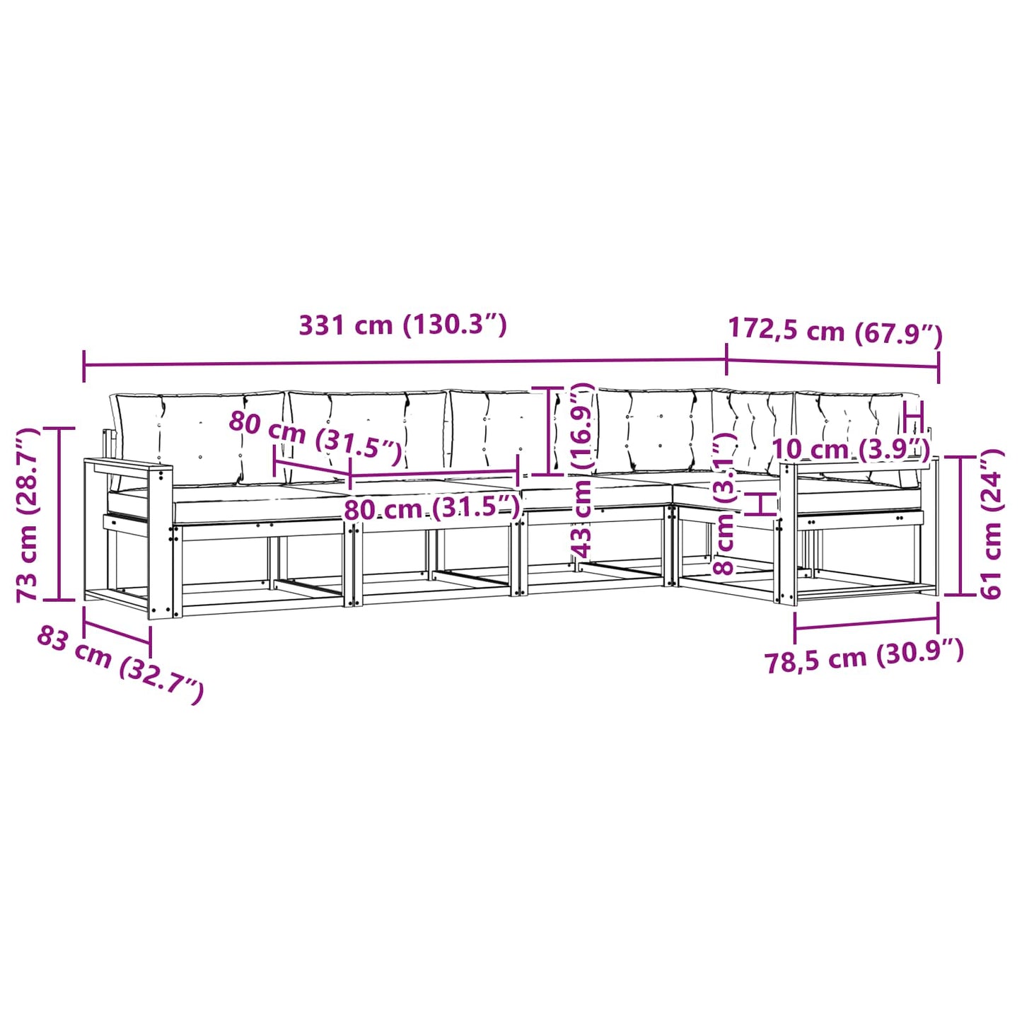 Buiten bankenset met kussen 4 pcs Wit en Beige Polyester is nu te koop bij PeponiXL, paradijselijk wonen!