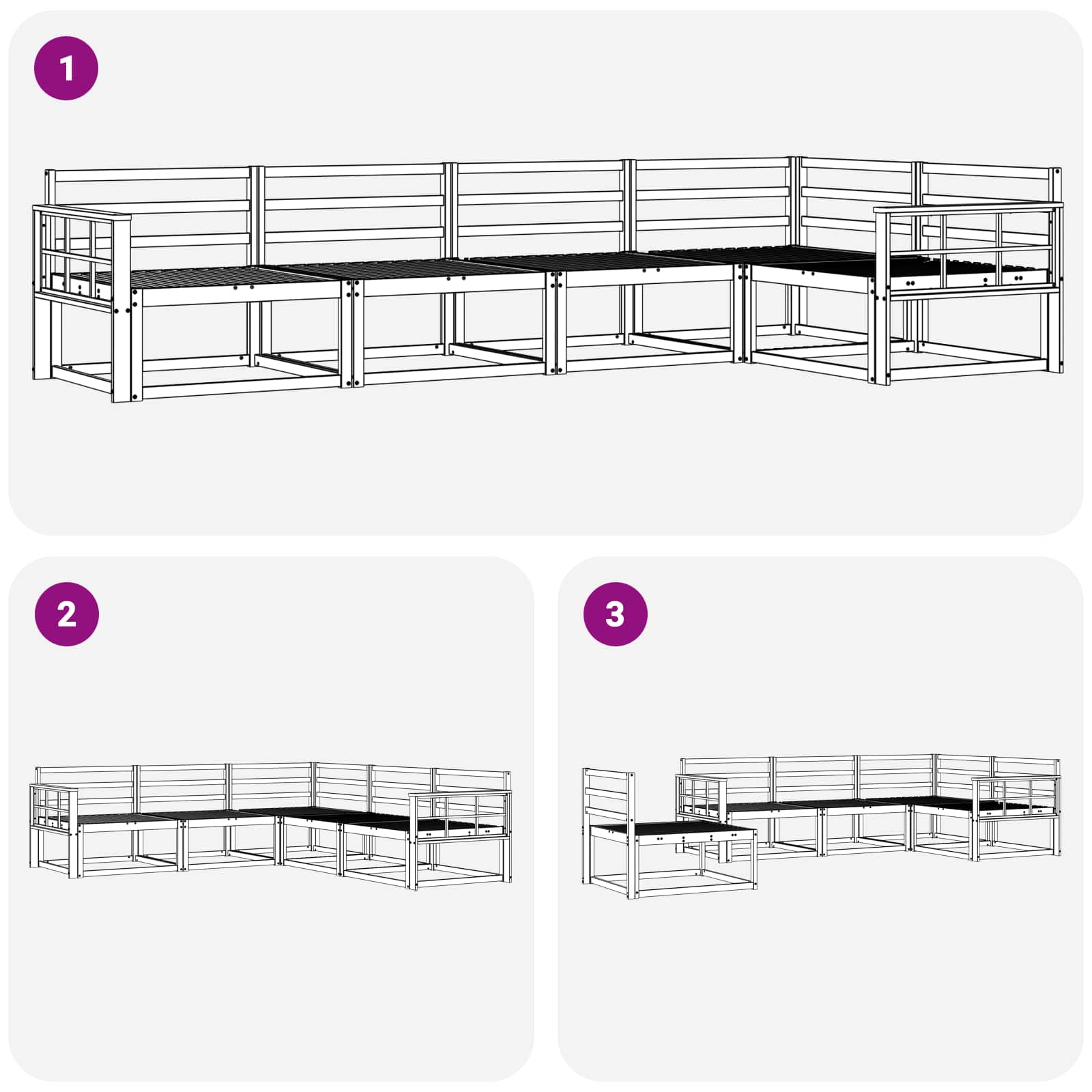 Buiten bankenset 5 pcs Wit 327 x 168,5 x 73 cm is nu te koop bij PeponiXL, paradijselijk wonen!