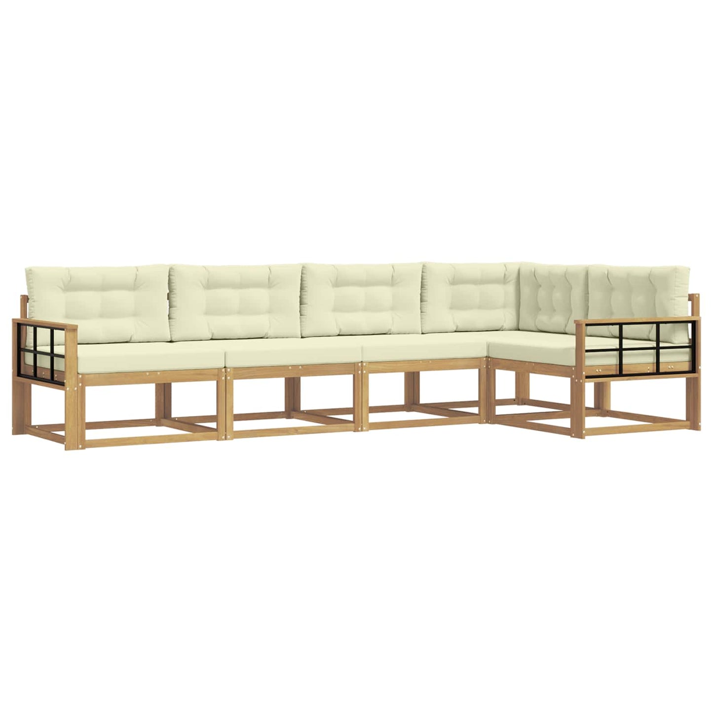 Buiten bankenset met kussen 4 pcs Wit en crèmekleurig Polyester is nu te koop bij PeponiXL, paradijselijk wonen!