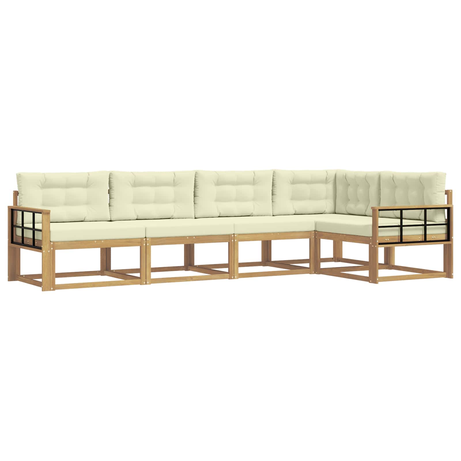 Buiten bankenset met kussen 4 pcs Wit en crèmekleurig Polyester is nu te koop bij PeponiXL, paradijselijk wonen!