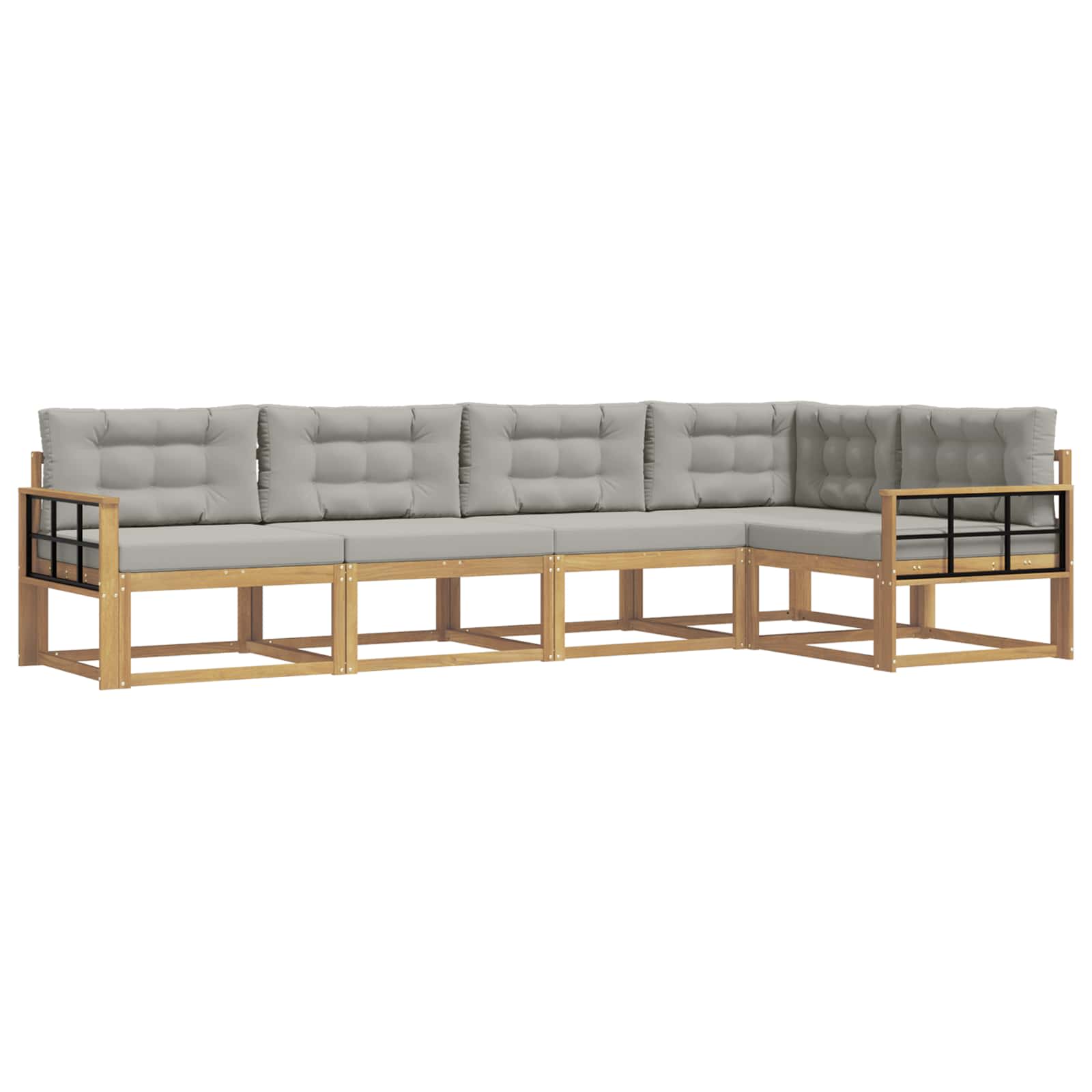 Buiten bankenset met kussen 4 pcs Wit en Lichtgrijs Polyester is nu te koop bij PeponiXL, paradijselijk wonen!