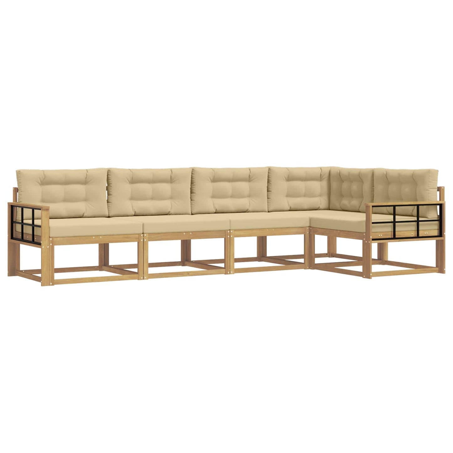Buiten bankenset met kussen 4 pcs Wit en Beige Polyester is nu te koop bij PeponiXL, paradijselijk wonen!