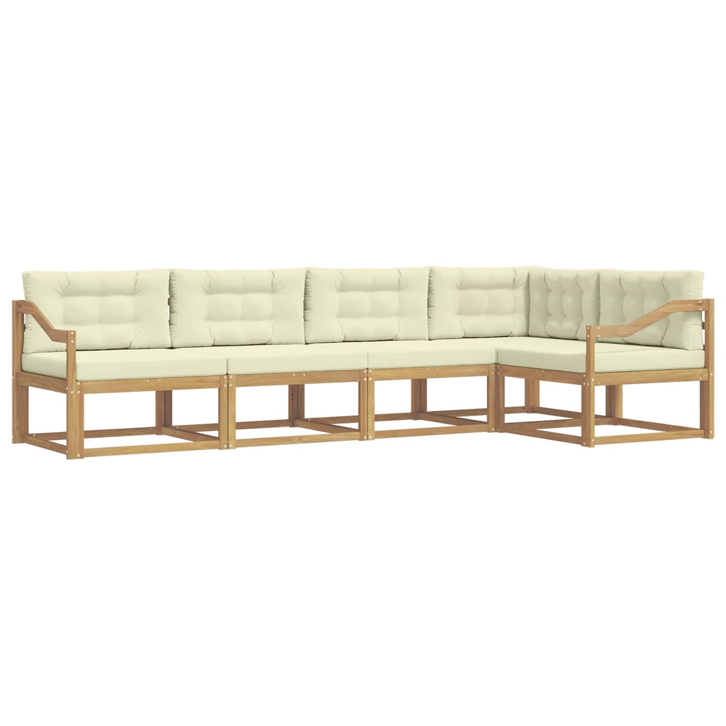 Buiten bankenset met kussen 4 pcs Wit en crèmekleurig Polyester is nu te koop bij PeponiXL, paradijselijk wonen!