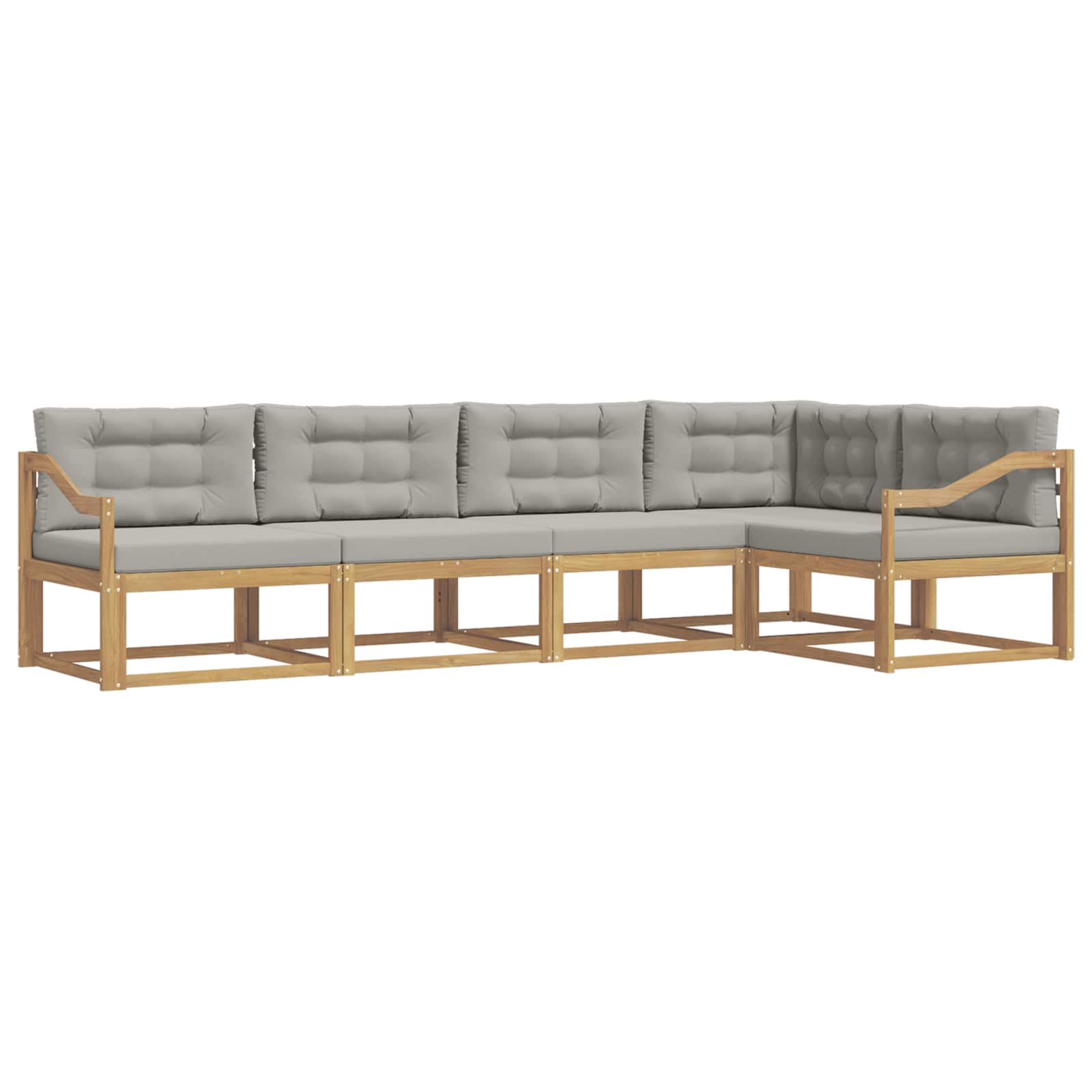 Buiten bankenset met kussen 4 pcs Wit en Lichtgrijs Polyester is nu te koop bij PeponiXL, paradijselijk wonen!