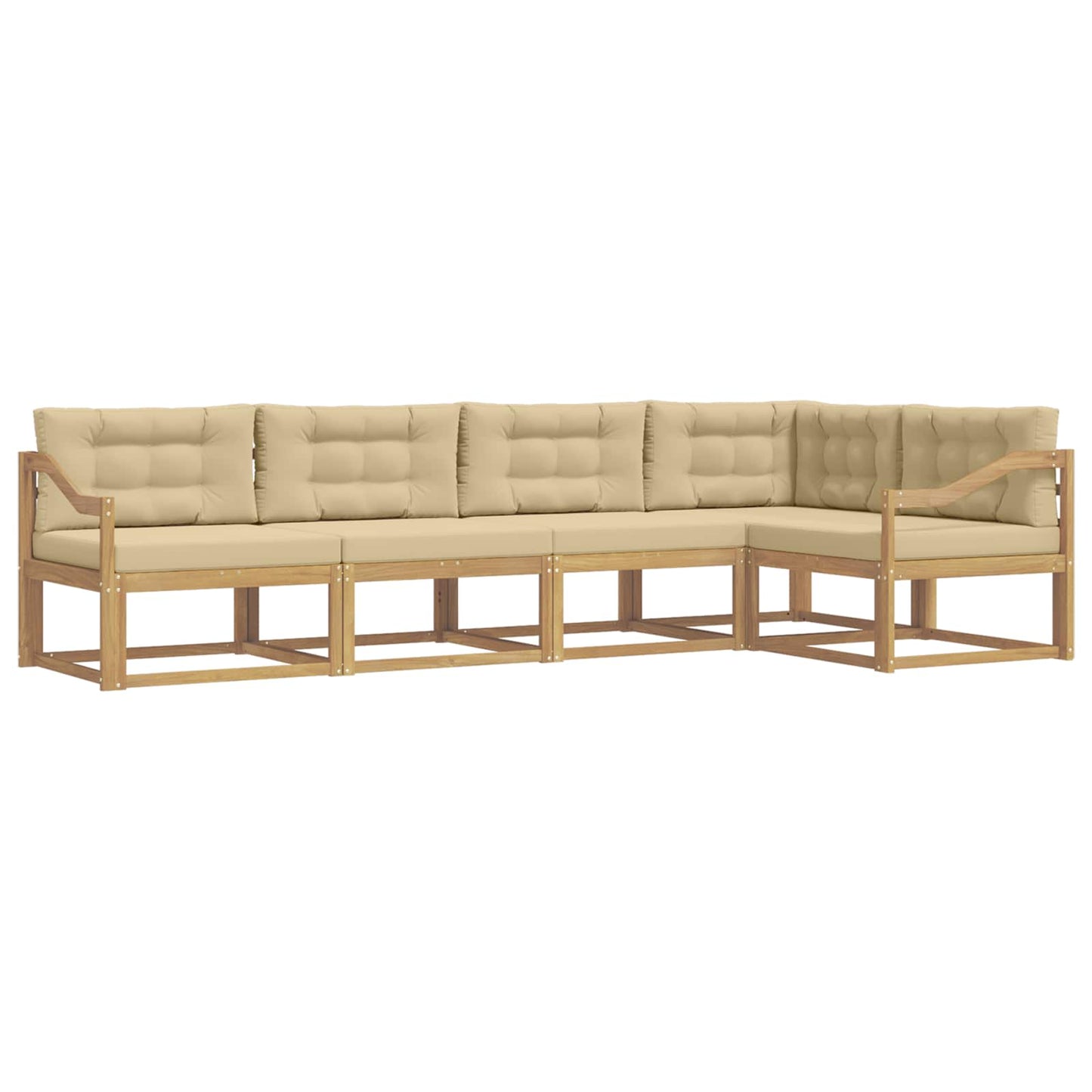 Buiten bankenset met kussen 4 pcs Wit en Beige Polyester is nu te koop bij PeponiXL, paradijselijk wonen!