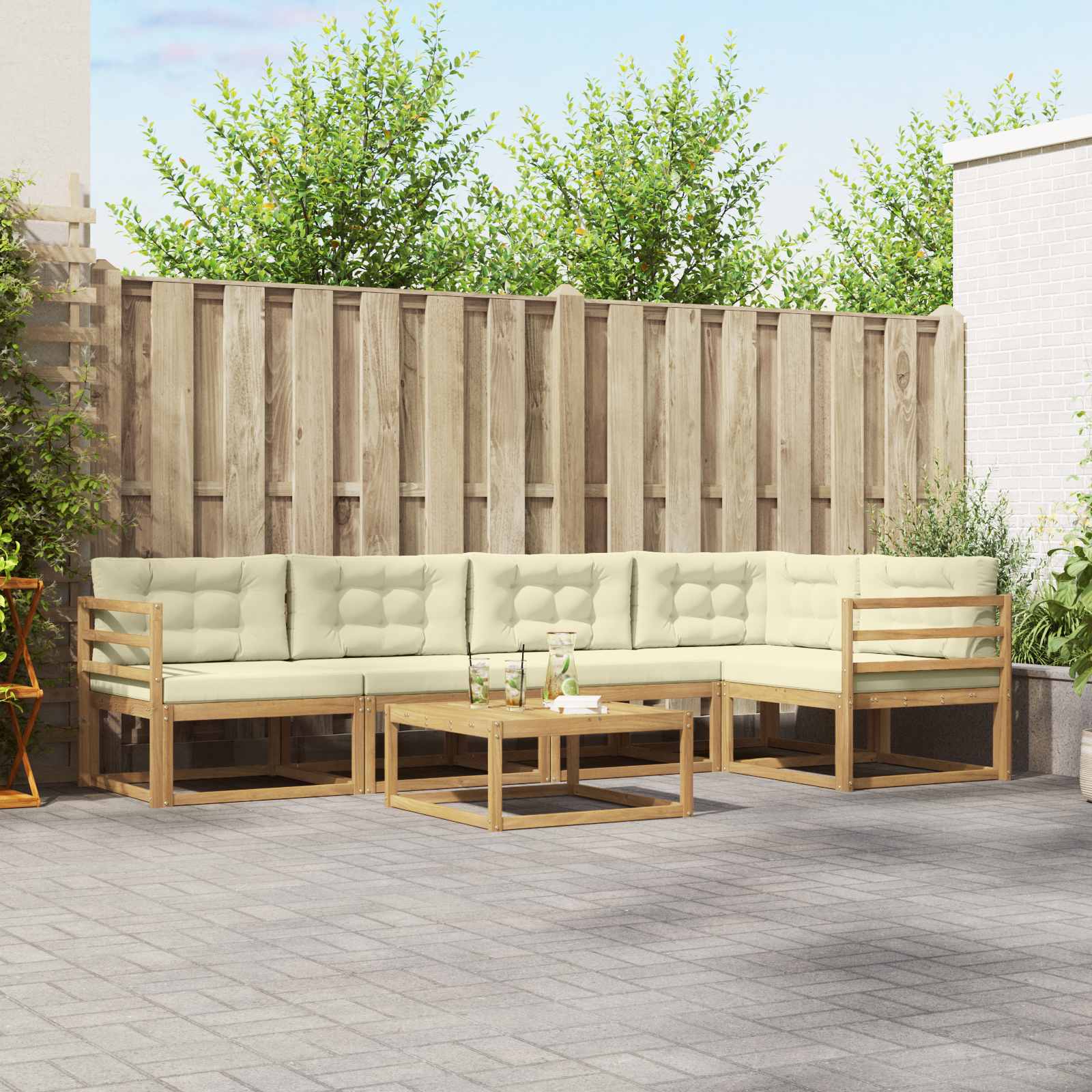 Buiten bankenset 6 pcs Wit en crèmekleurig 79 x 79 x 37 cm is nu te koop bij PeponiXL, paradijselijk wonen!