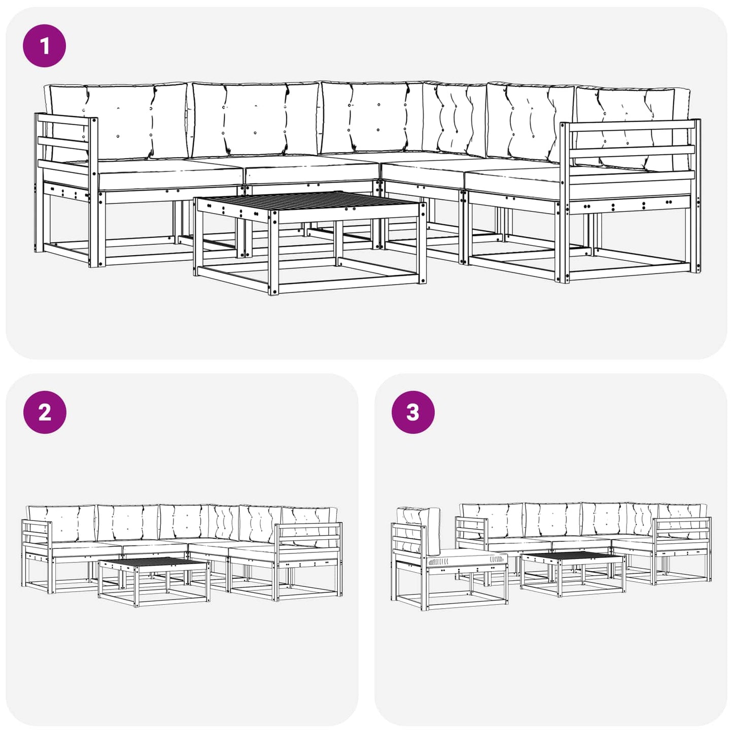 Buiten bankenset 6 pcs Wit en antracietkleurig 79 x 79 x 37 cm is nu te koop bij PeponiXL, paradijselijk wonen!