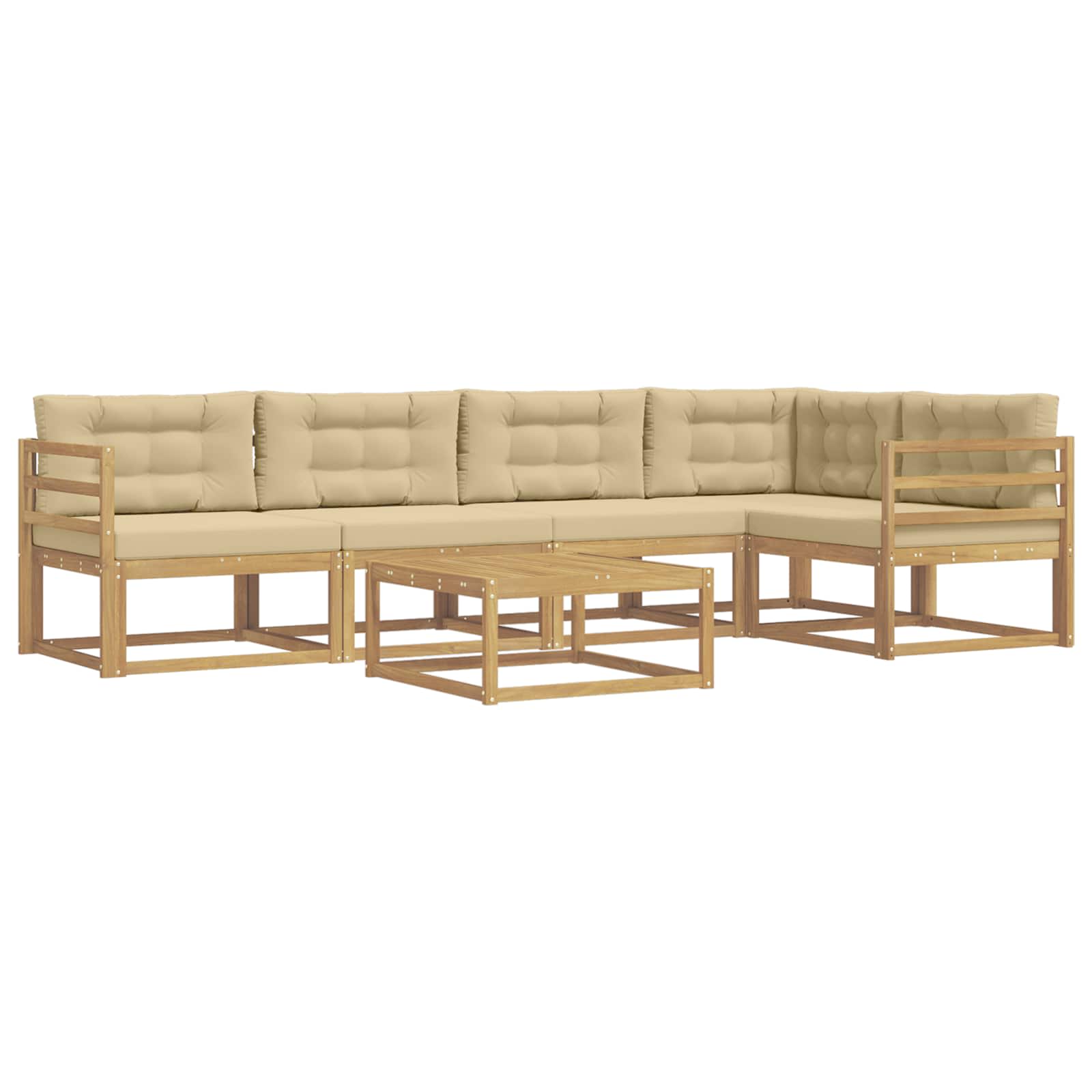 Buiten bankenset 6 pcs Wit en Beige 79 x 79 x 37 cm Polyester is nu te koop bij PeponiXL, paradijselijk wonen!