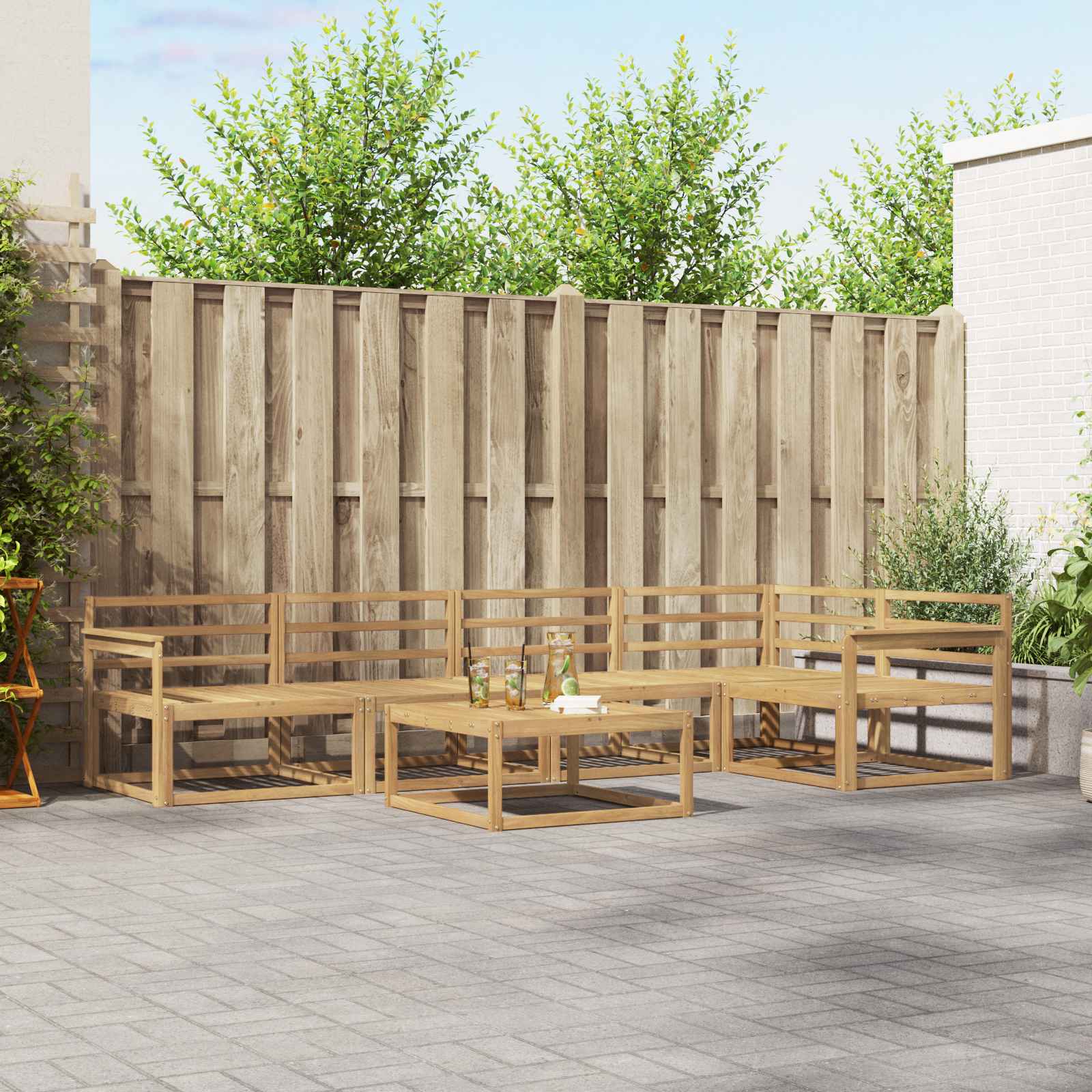 Buiten bankenset 6 pcs Wit 79 x 79 x 37 cm Massief Acaciahout is nu te koop bij PeponiXL, paradijselijk wonen!