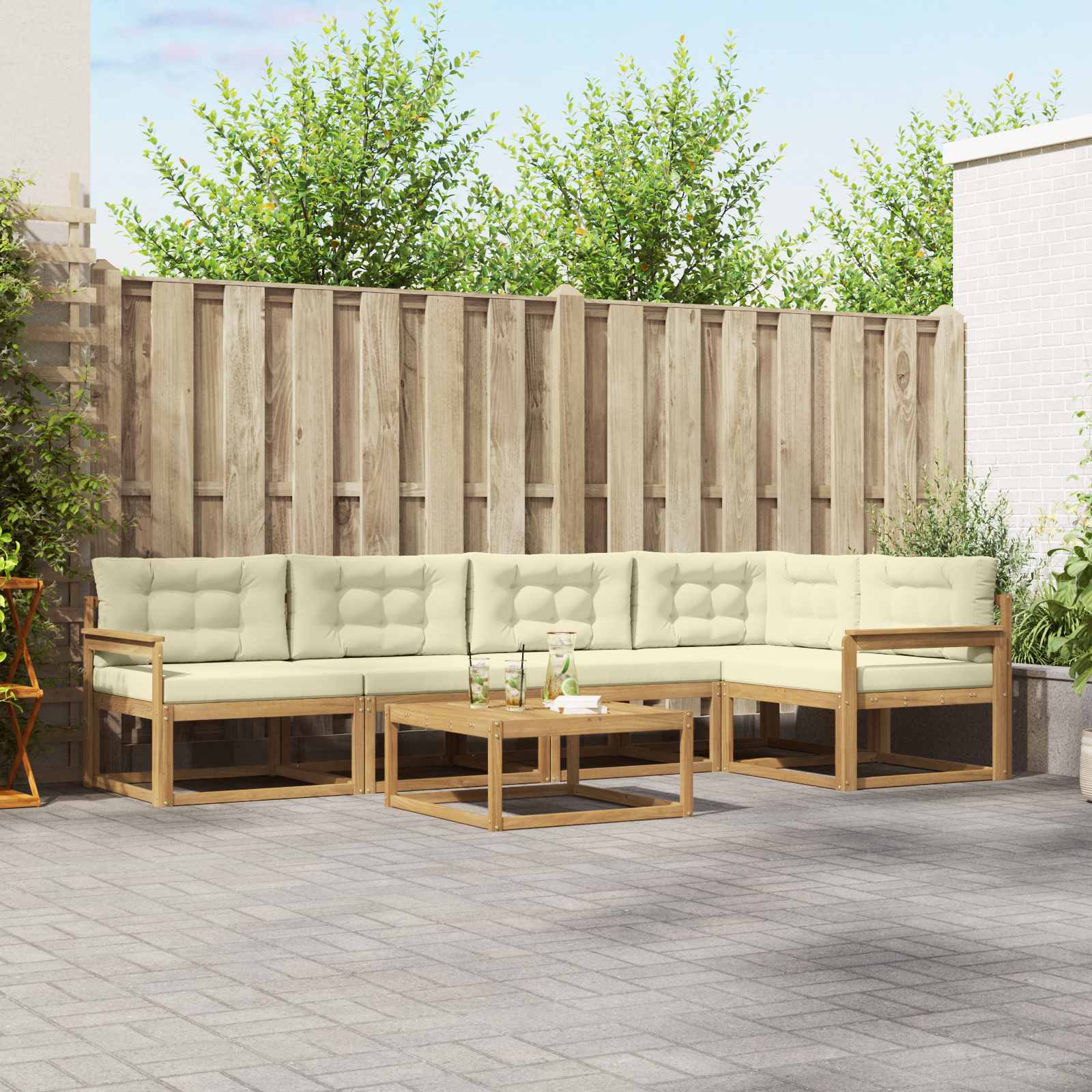 Buiten bankenset 6 pcs Wit en crèmekleurig 79 x 79 x 37 cm is nu te koop bij PeponiXL, paradijselijk wonen!