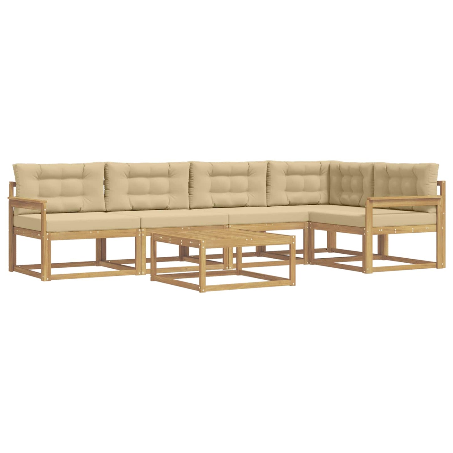 Buiten bankenset 6 pcs Wit en Beige 79 x 79 x 37 cm Polyester is nu te koop bij PeponiXL, paradijselijk wonen!