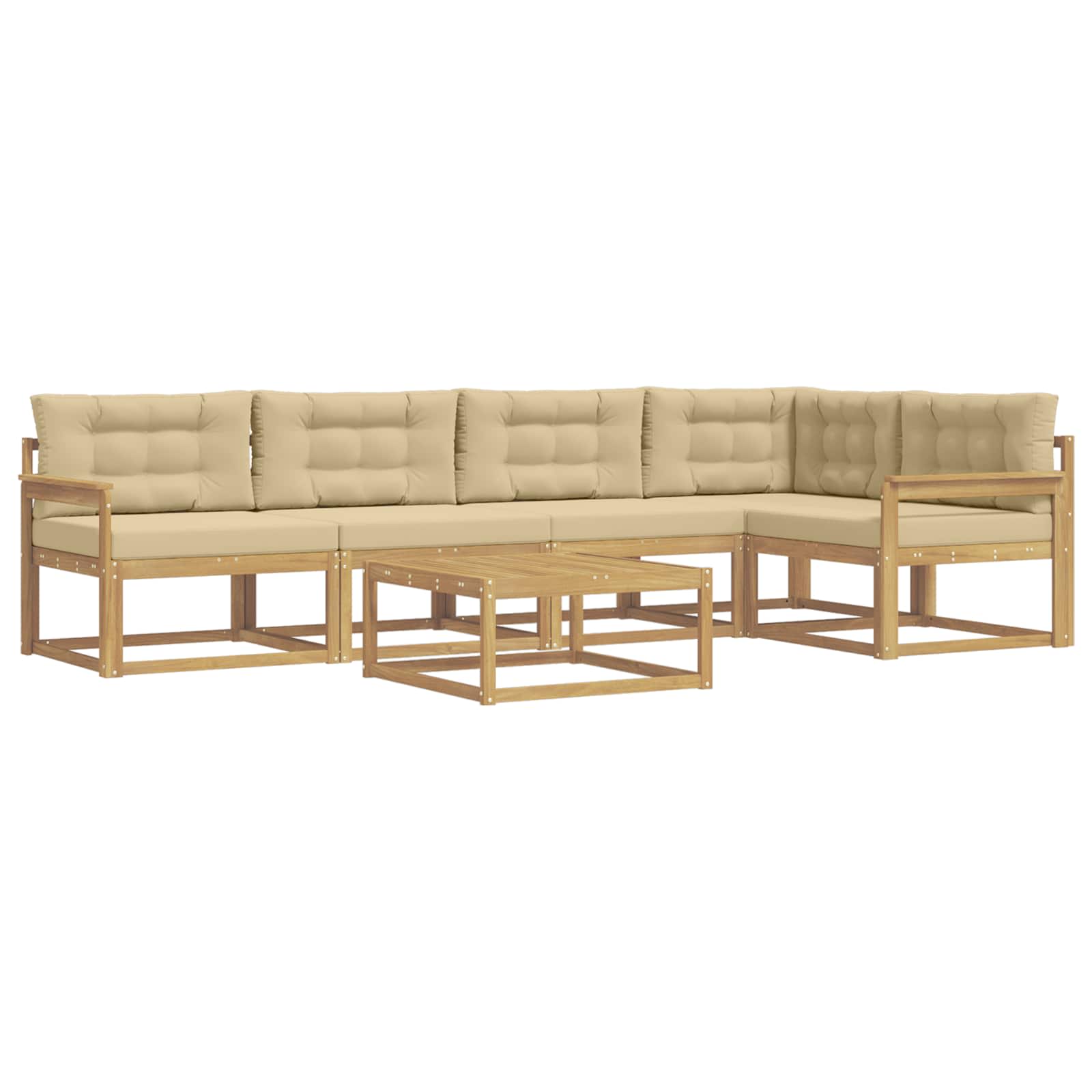 Buiten bankenset 6 pcs Wit en Beige 79 x 79 x 37 cm Polyester is nu te koop bij PeponiXL, paradijselijk wonen!