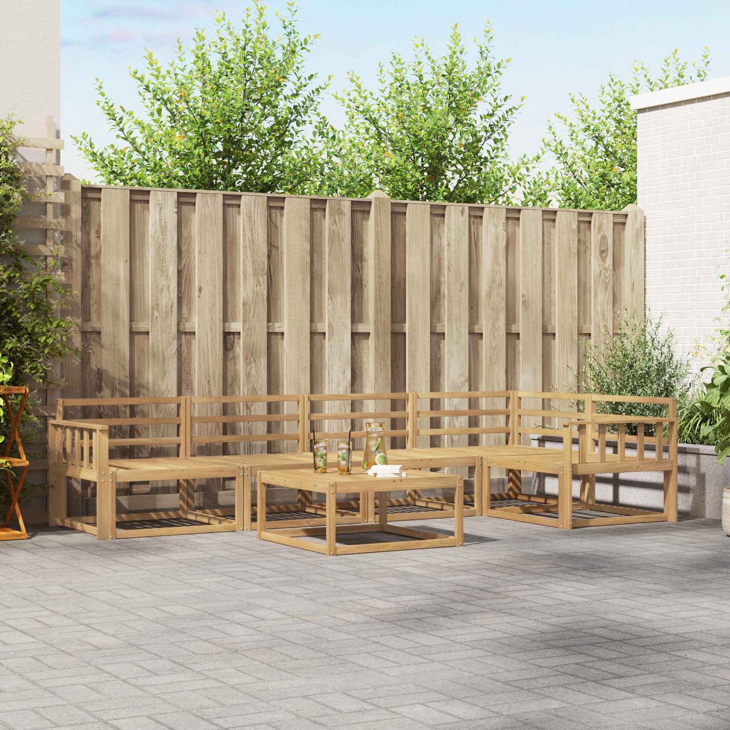 Buiten bankenset 6 pcs Wit 79 x 79 x 37 cm Massief Acaciahout is nu te koop bij PeponiXL, paradijselijk wonen!