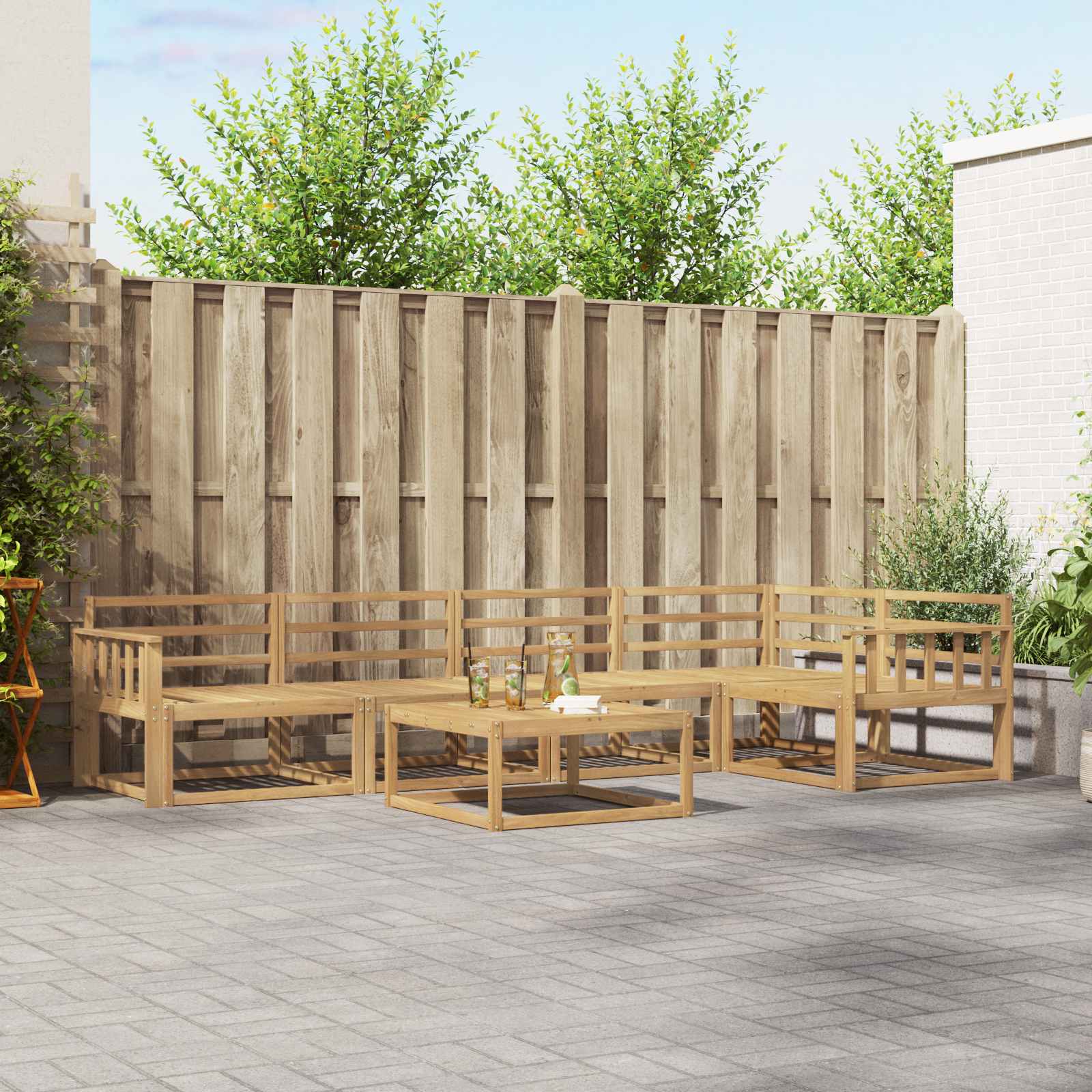 Buiten bankenset 6 pcs Wit 79 x 79 x 37 cm Massief Acaciahout is nu te koop bij PeponiXL, paradijselijk wonen!